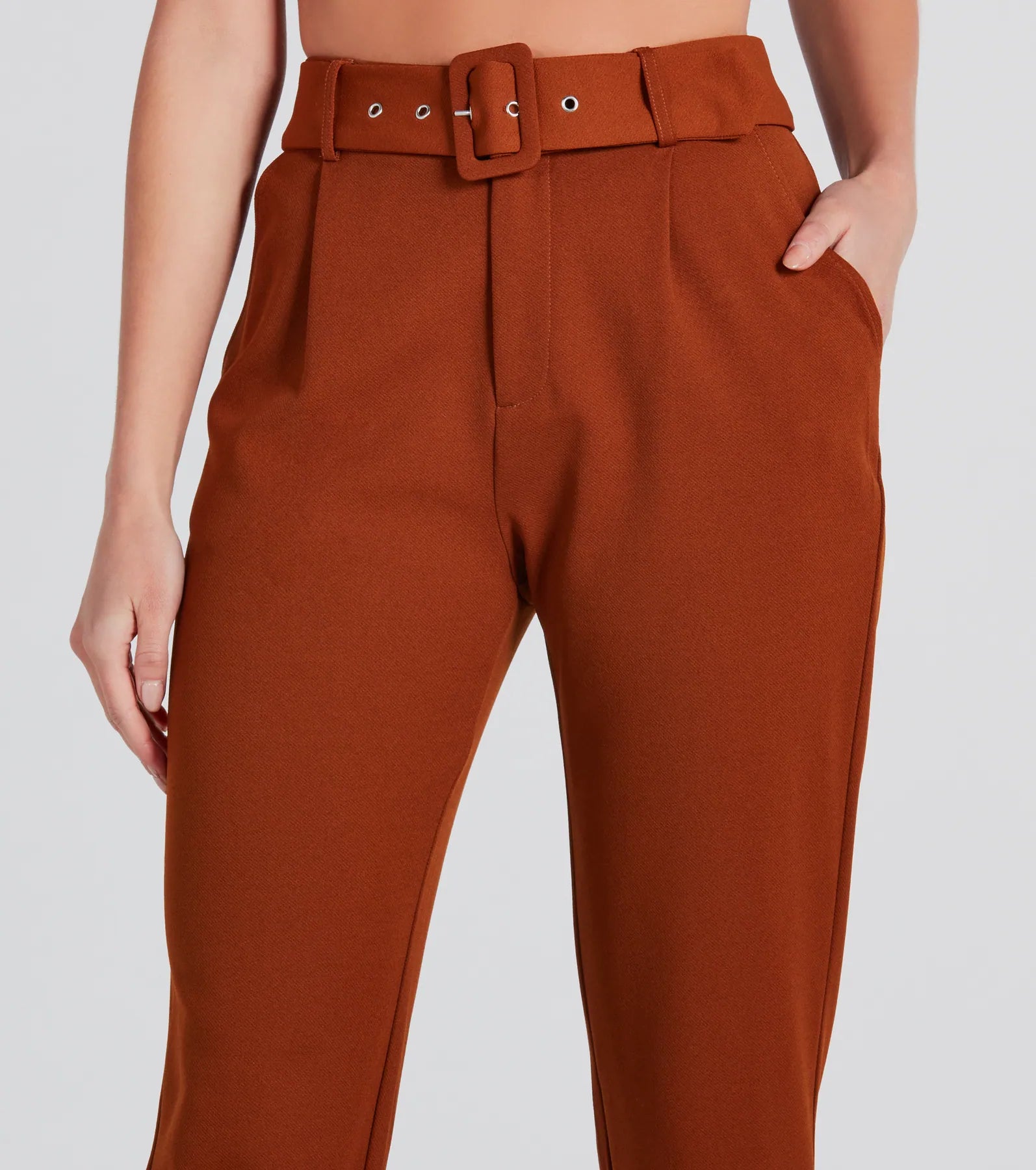 Classic Style High-Rise Crepe Trouser Pants