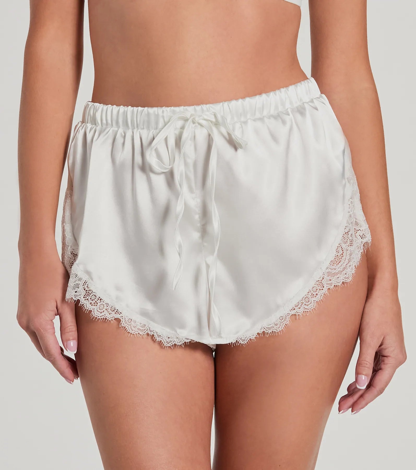 Say I Do Silky Satin And Lace Shorts