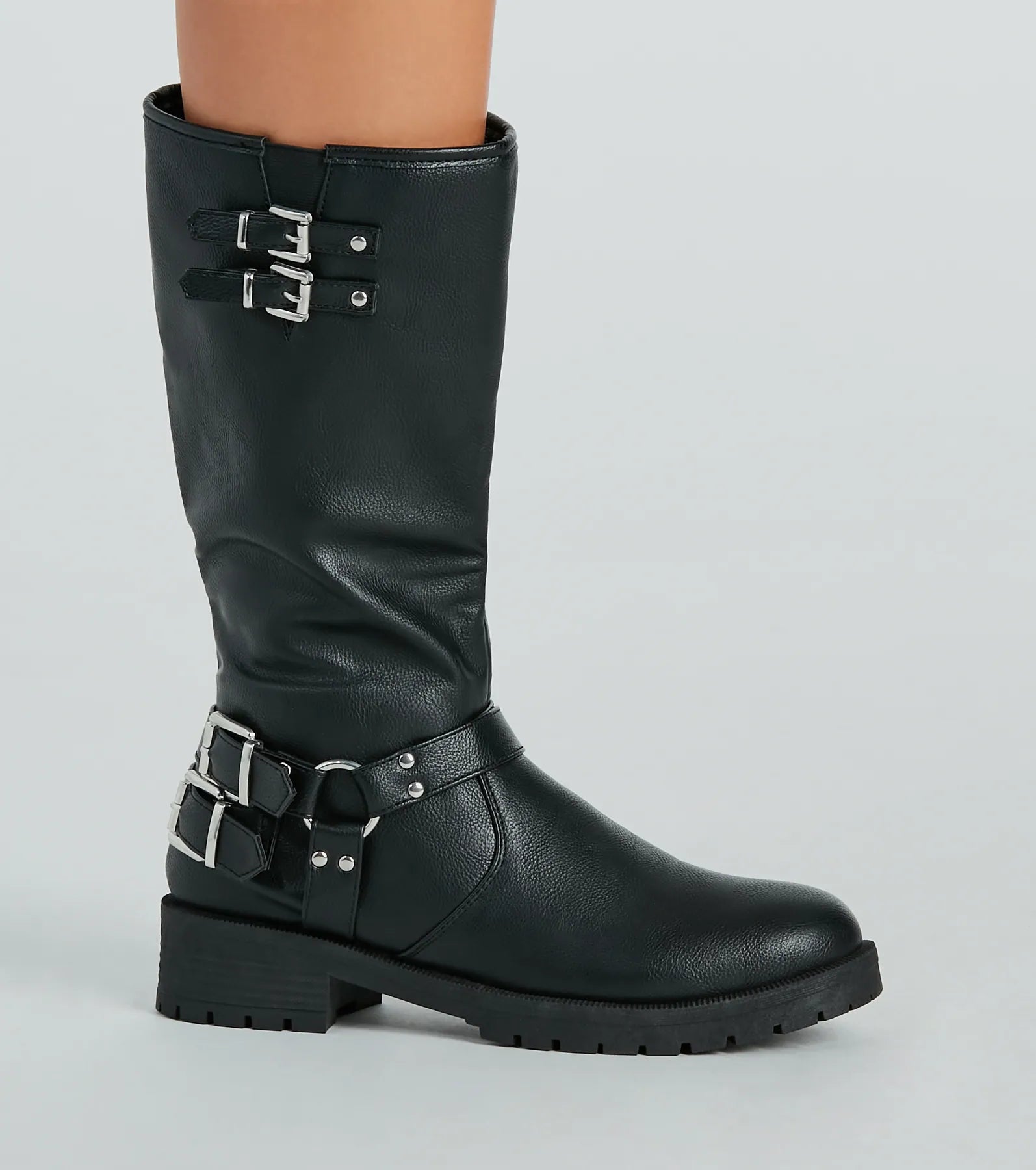 Stepped Out In Style Buckle Detail Lug Boots