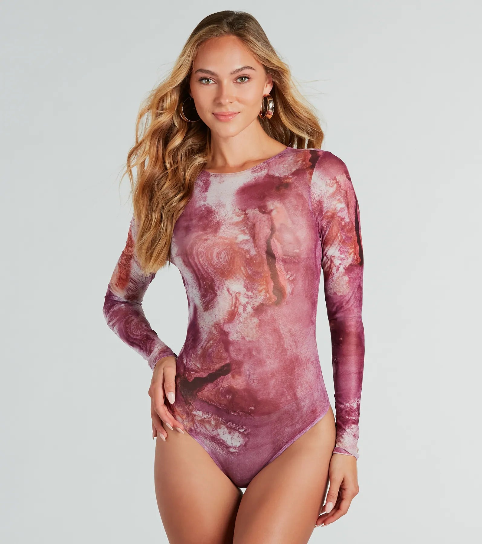 Marble Mood Mesh Long Sleeve Bodysuit