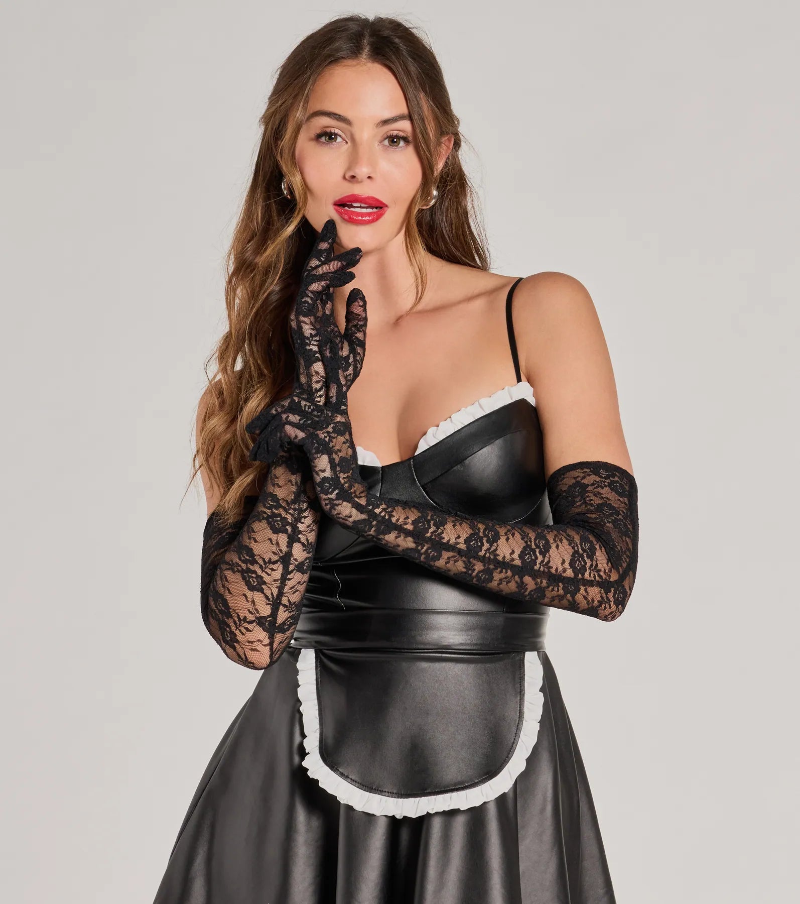 Maid To Flirt Long Sheer Lace Gloves