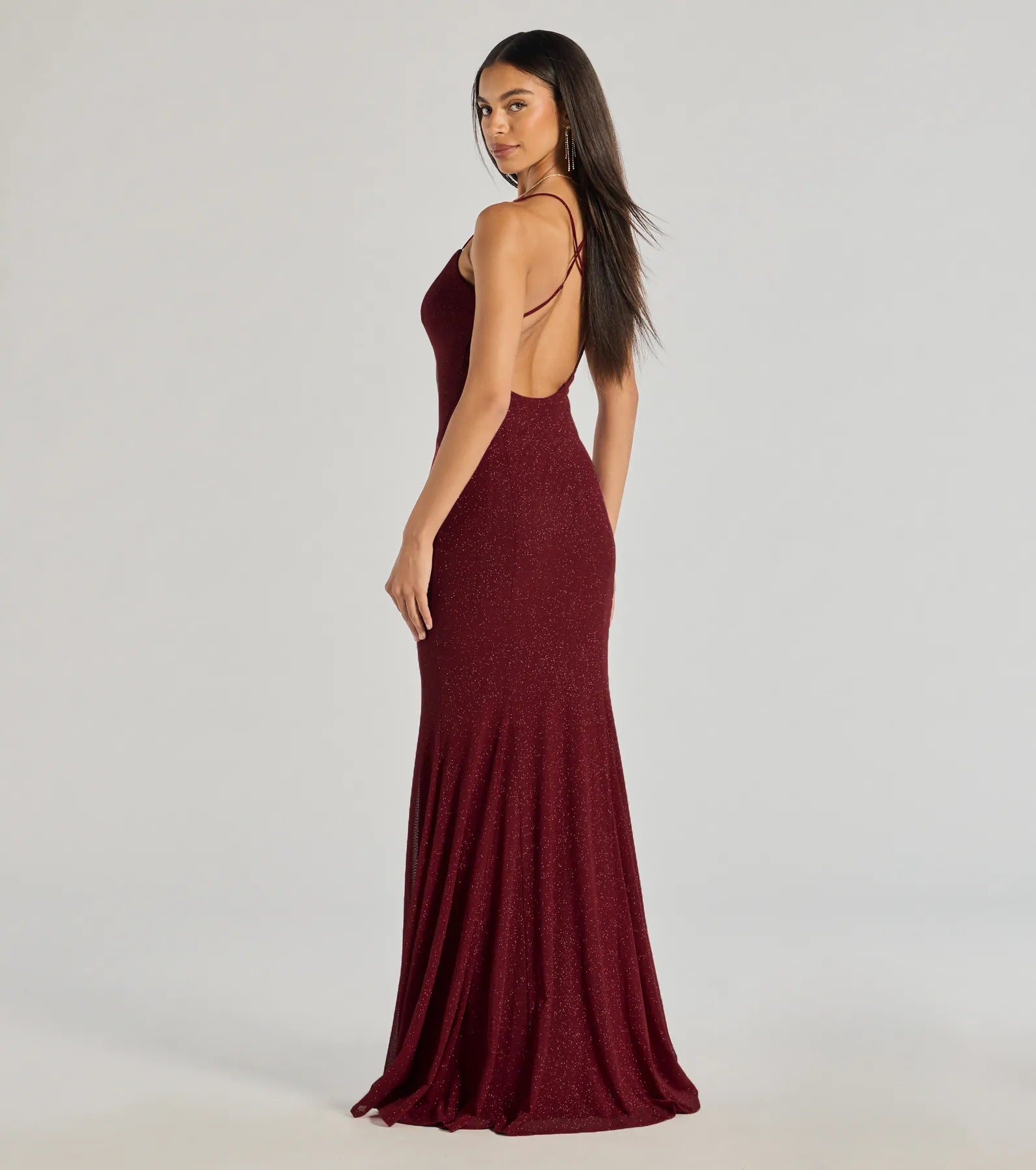 Sam Strappy Open Back Mermaid Glitter Formal Dress