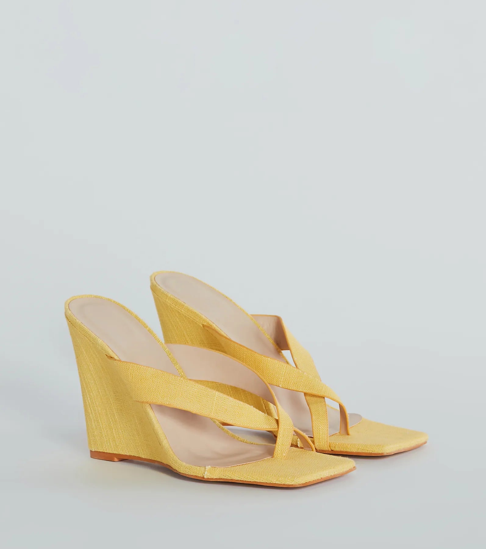 Summer Muse Linen Thong Wedges