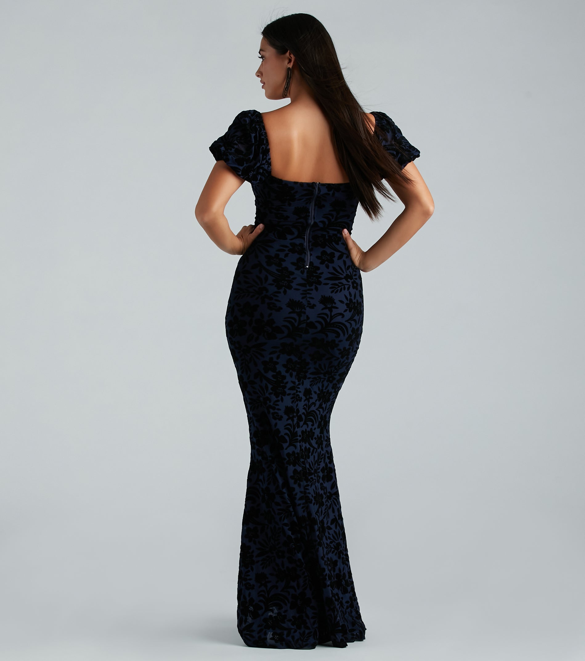 Kathleen Formal Velvet Floral Mermaid Long Dress