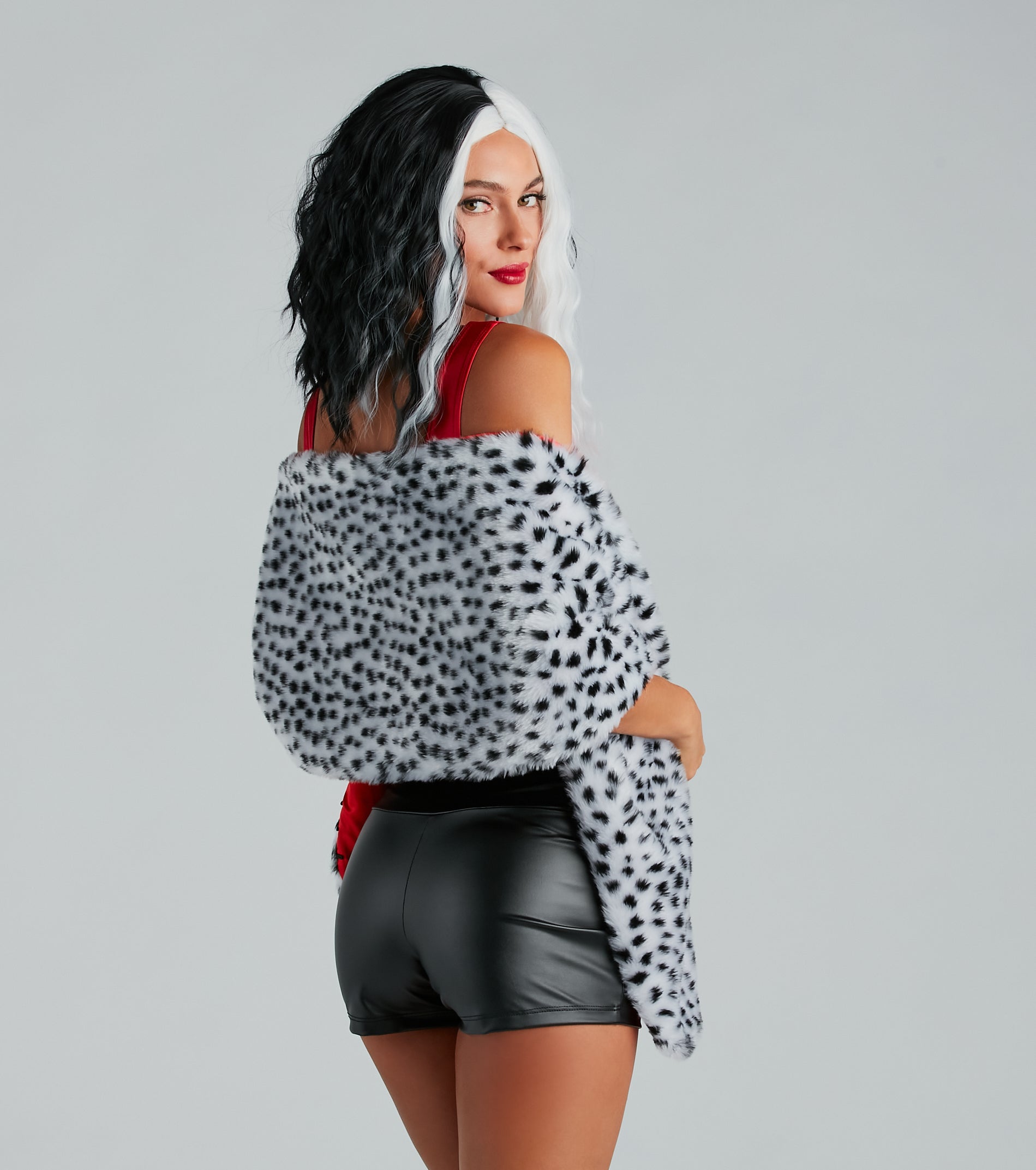 Devious Fashionista Faux Fur Spotted Wrap