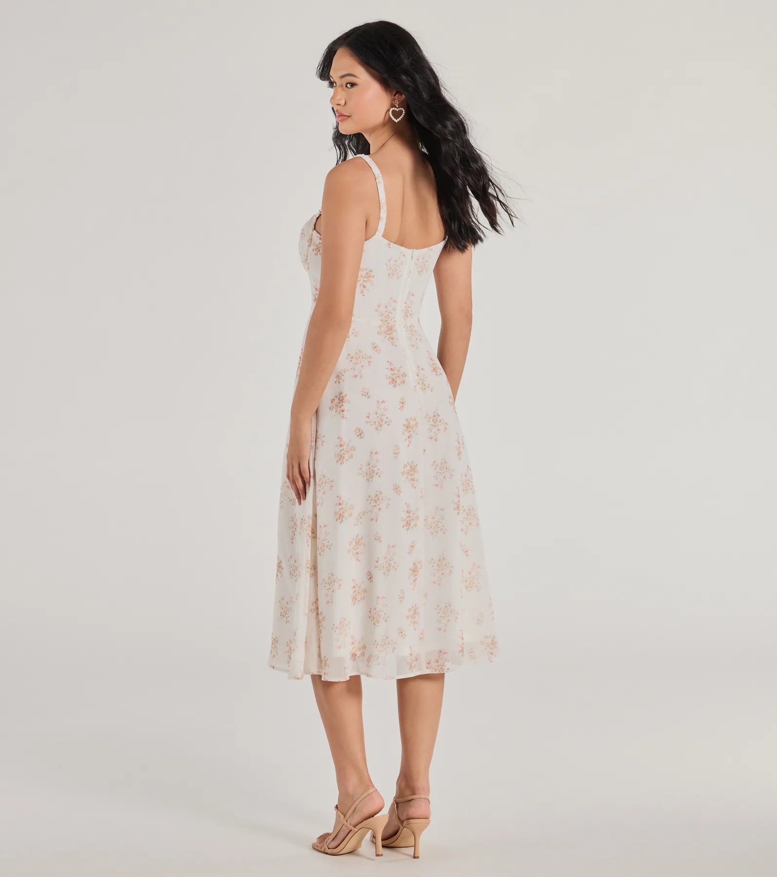 So Enchanting A-Line Floral Chiffon Midi Dress