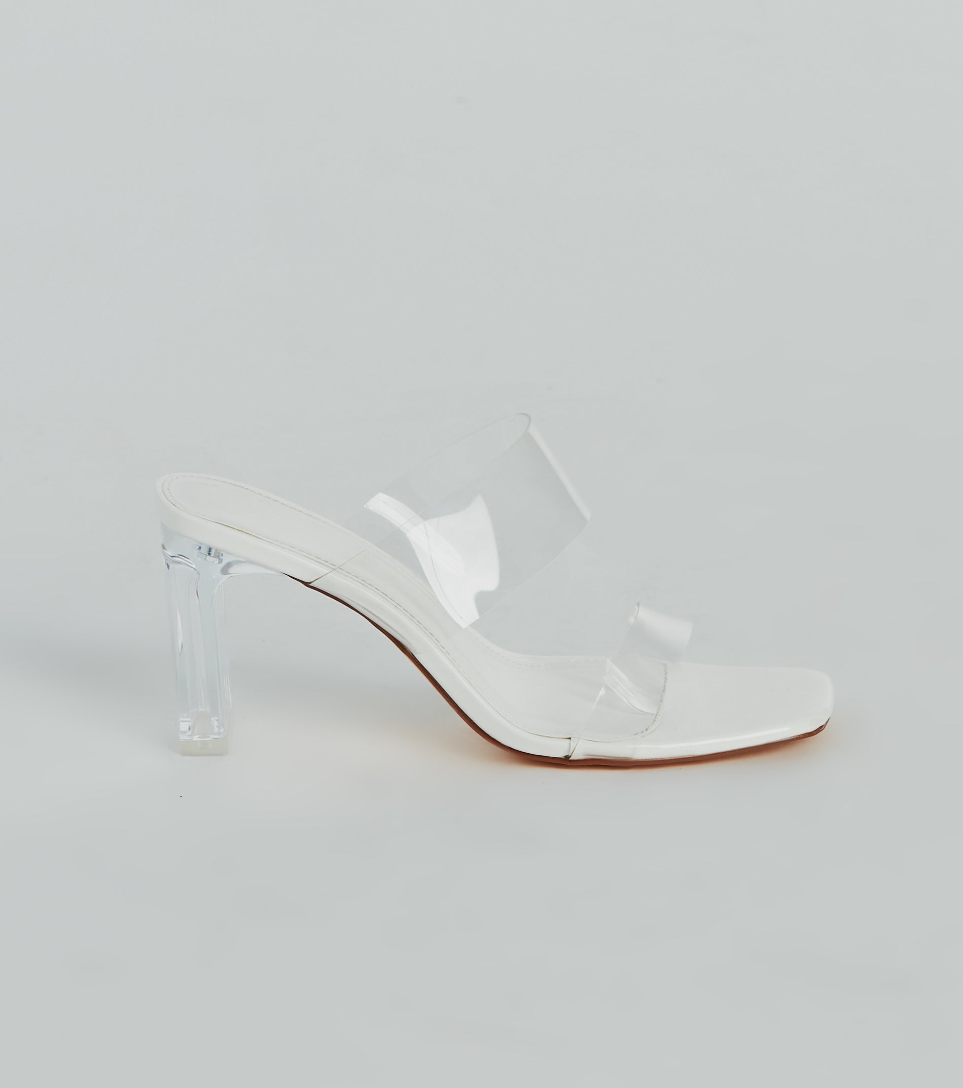 Style So Clear Strap Metallic Block Heel Mules