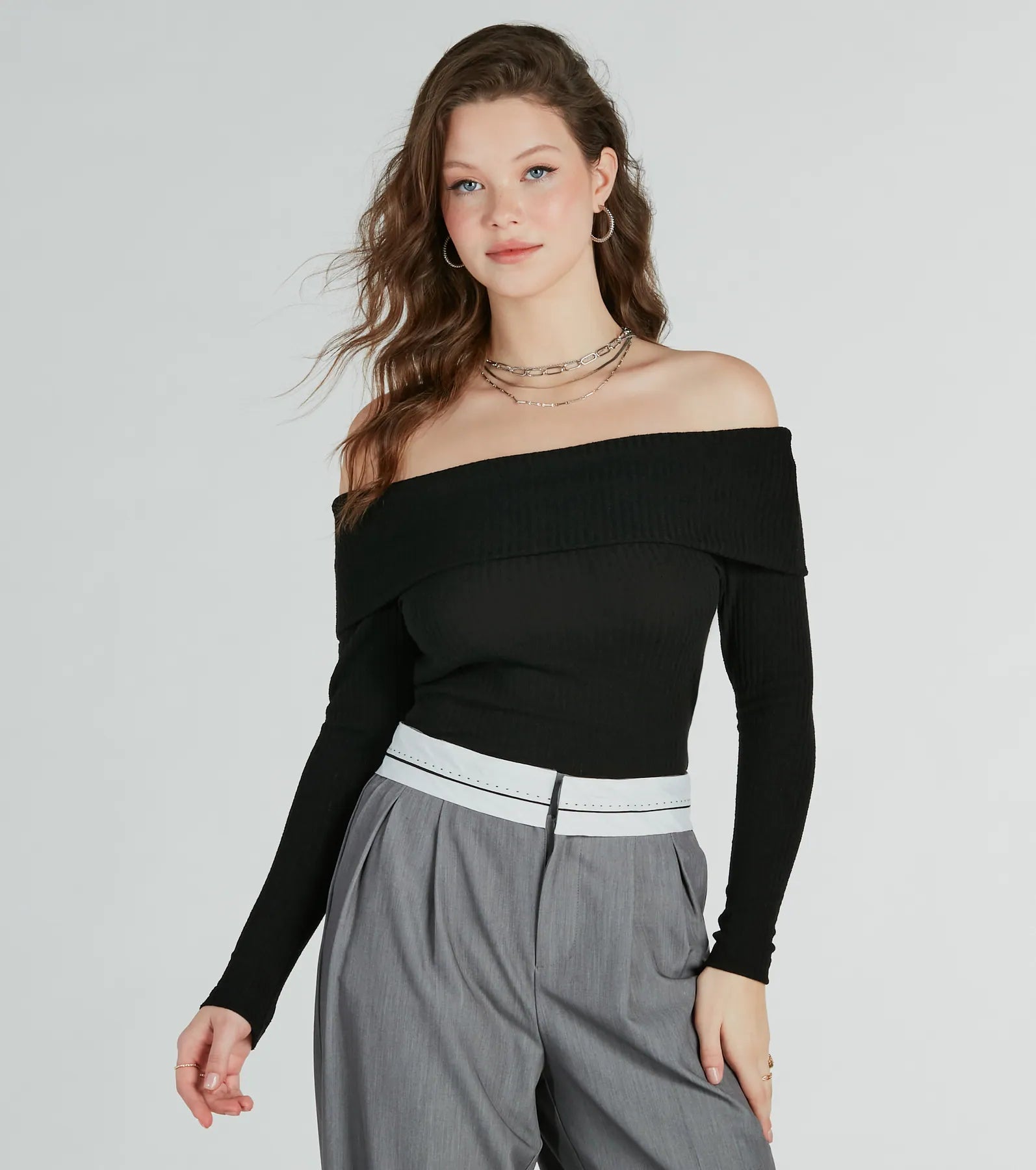 Time To Elevate Off-The-Shoulder Long Sleeve Top