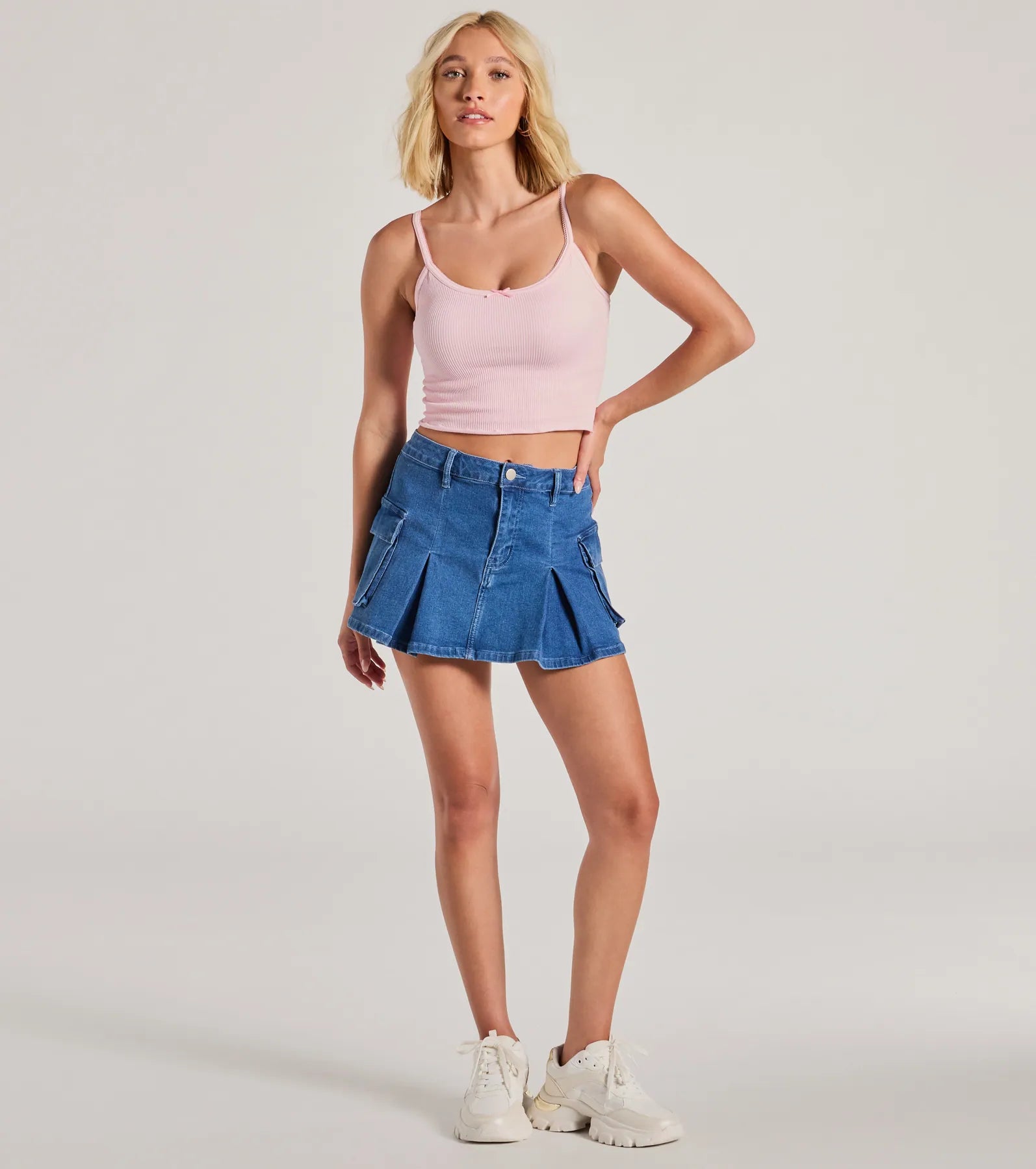 Get The Look Scoop Neck Bow Crop Tank Top