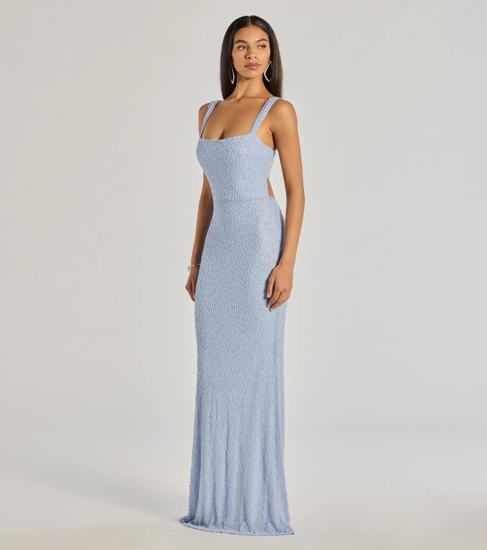 Kimia Long Beaded Lace-Up Mermaid Dress