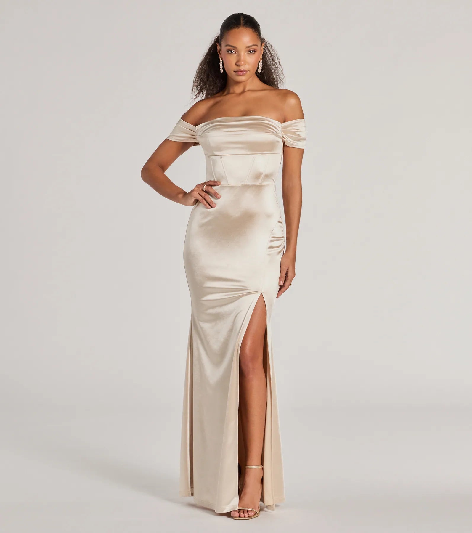 Laura Off-The-Shoulder Mermaid Satin Formal Dress