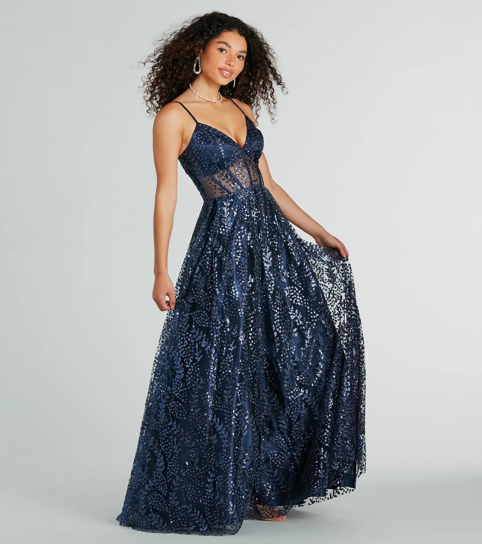 Ember Glitter Corset Lace-Up Ball Gown