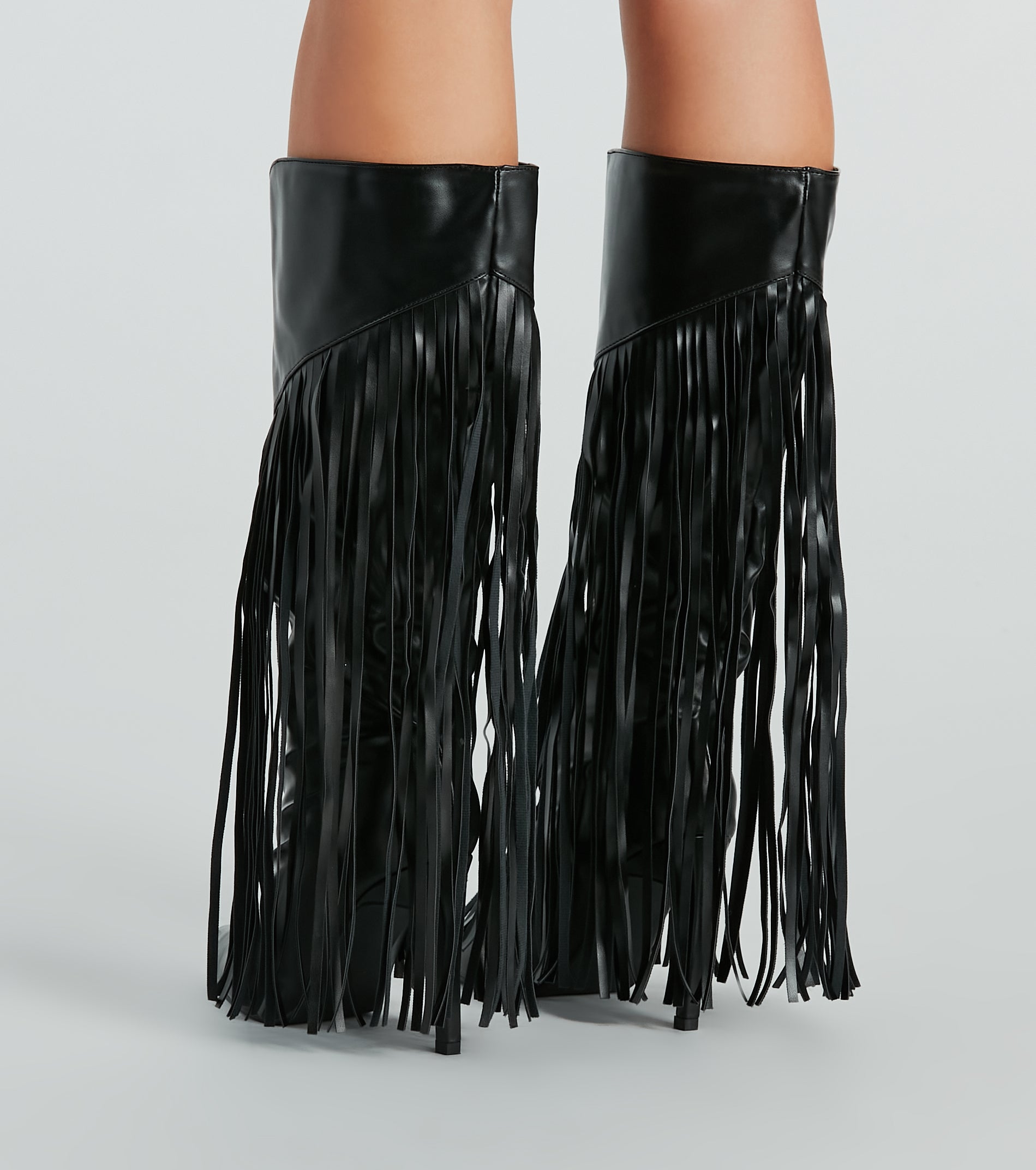 Shaking It Faux Leather Metallic Fringe Boots