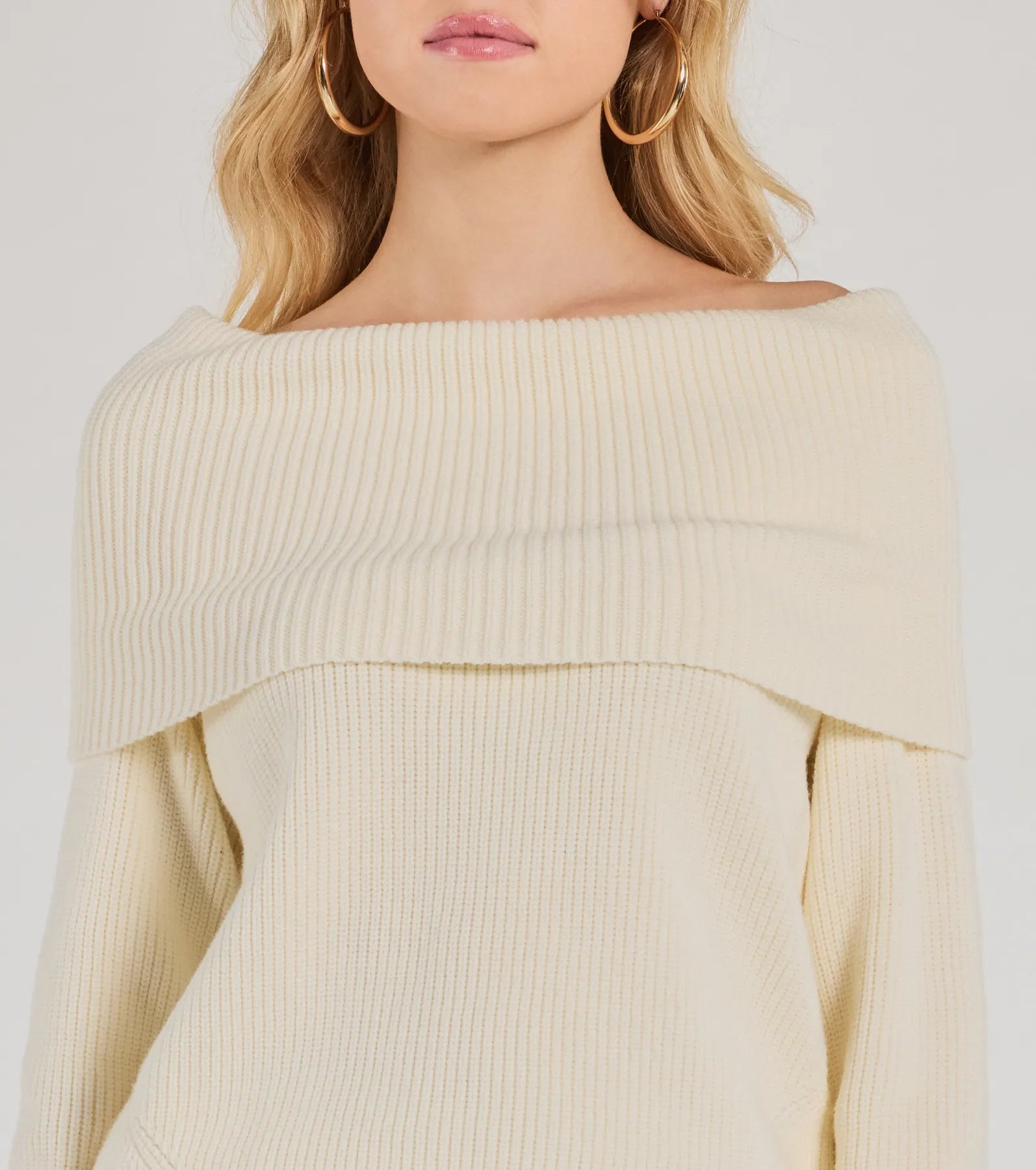 Cozy Factor Ribbed Knit Off-The-Shoulder Sweater