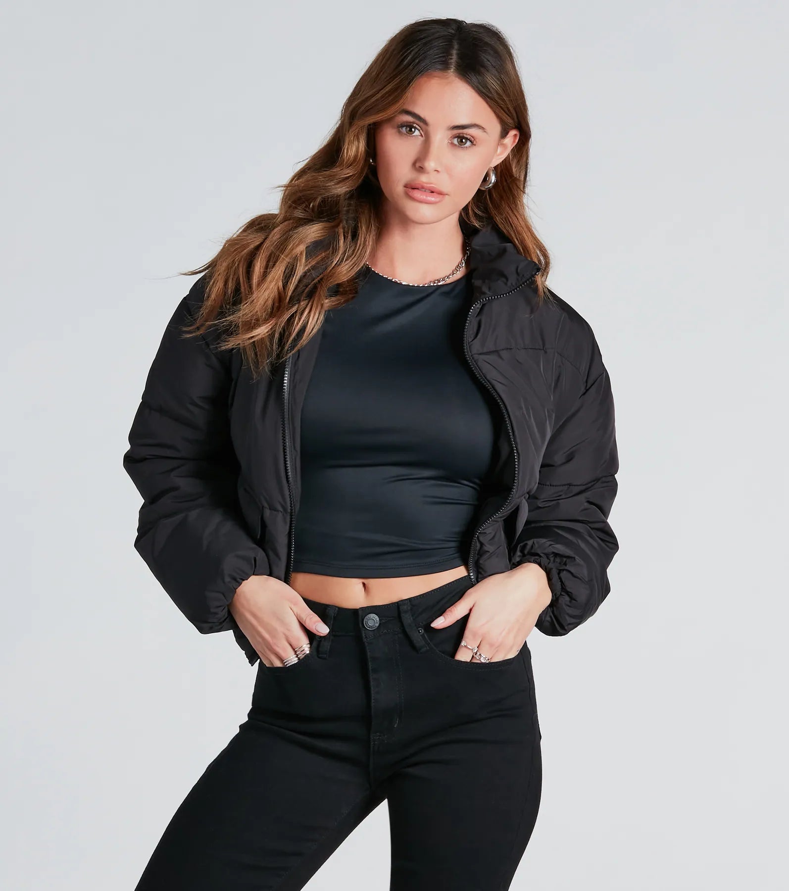 Cute Aesthetic Cargo Puffer Jacket