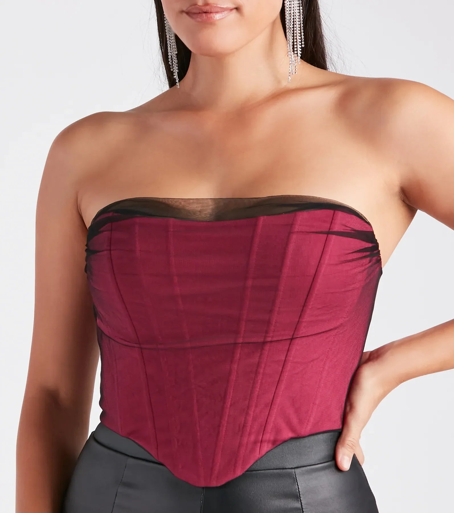 Having A Moment Ponte Tulle Corset Top