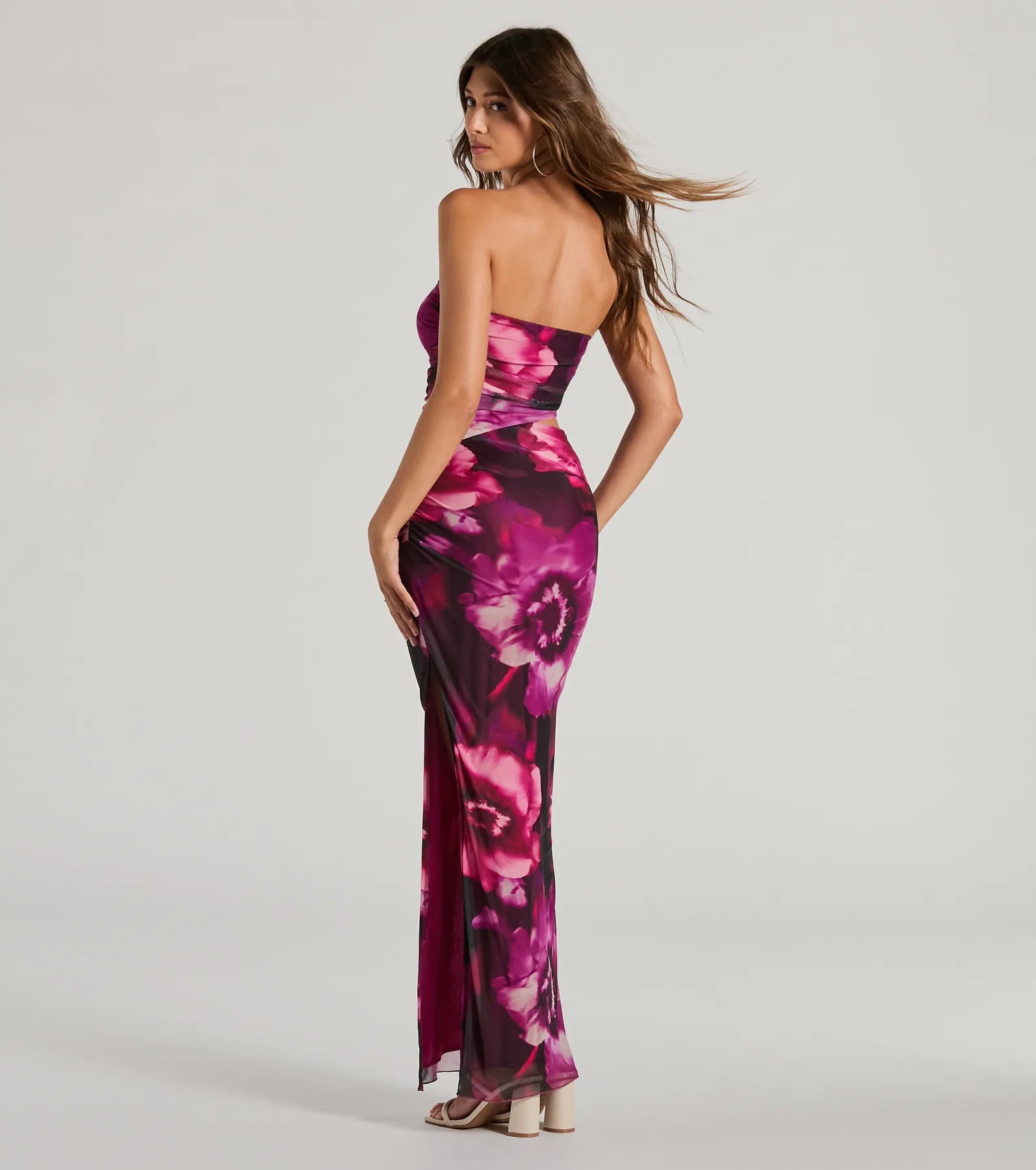 Stunning Favorite Strapless Cutout Floral Maxi Dress