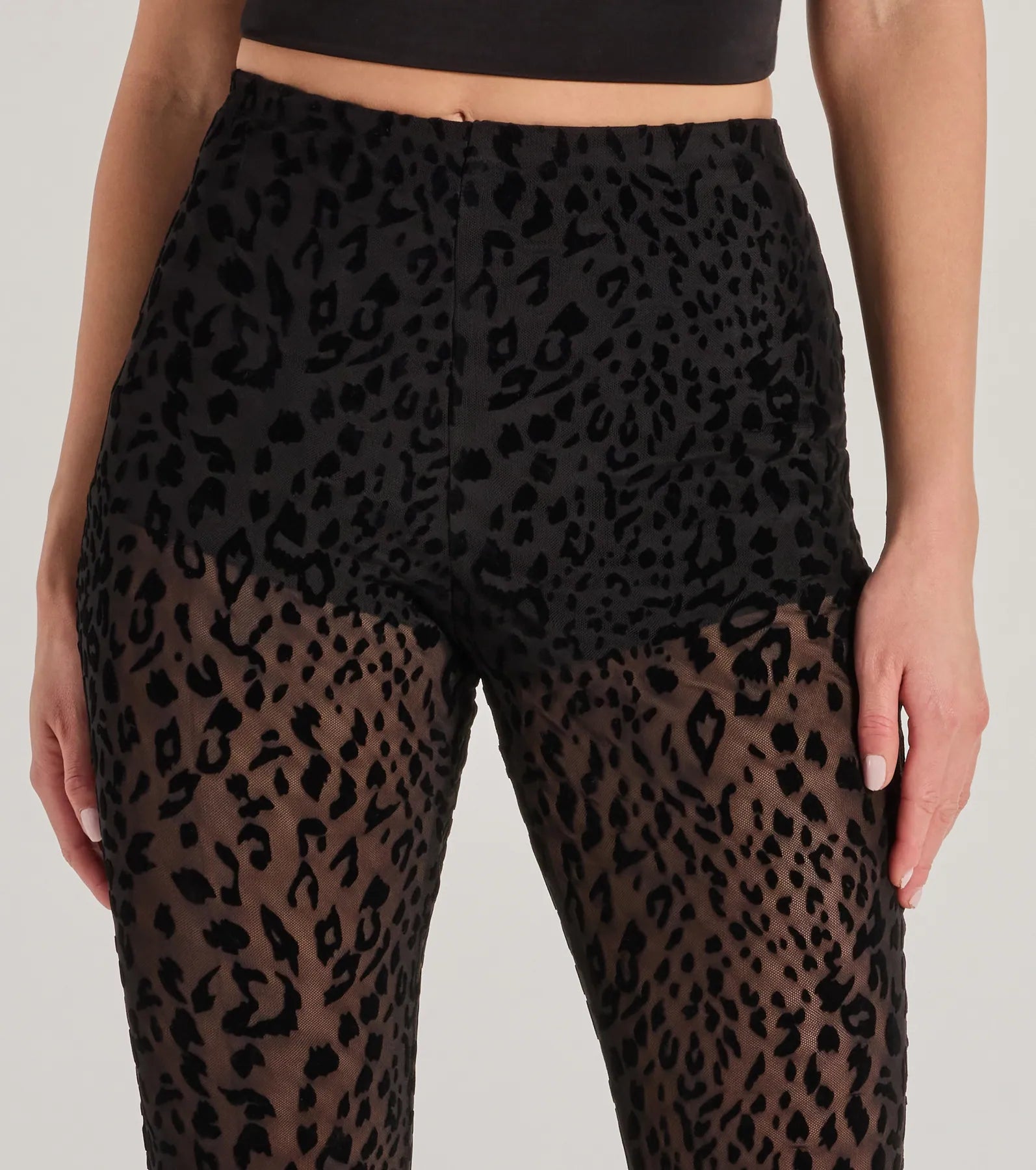 Chic In The Wild Cheetah Print Flared Mesh Pants