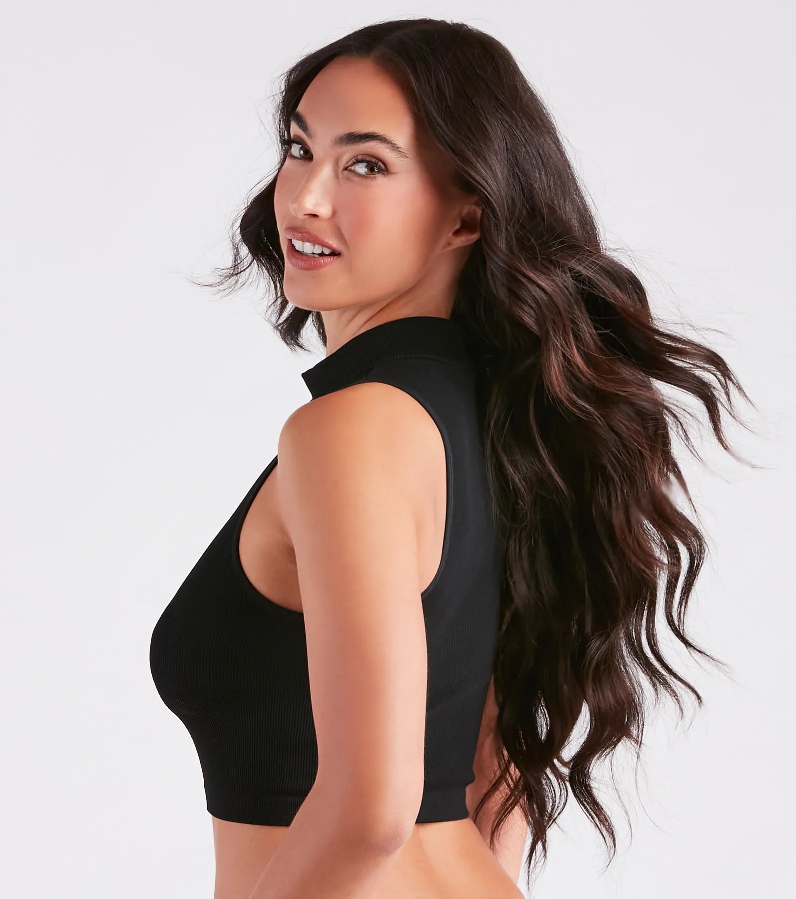 Iconic Staple Seamless Mock Neck Bra Top