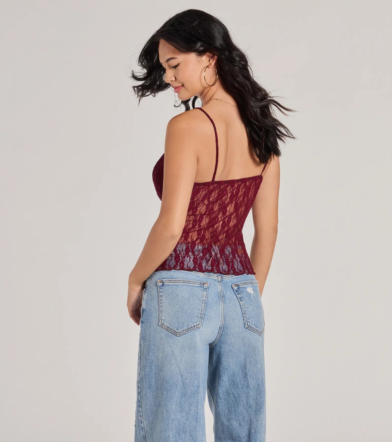 Sheerly Sultry V-Neck Lace Crop Top