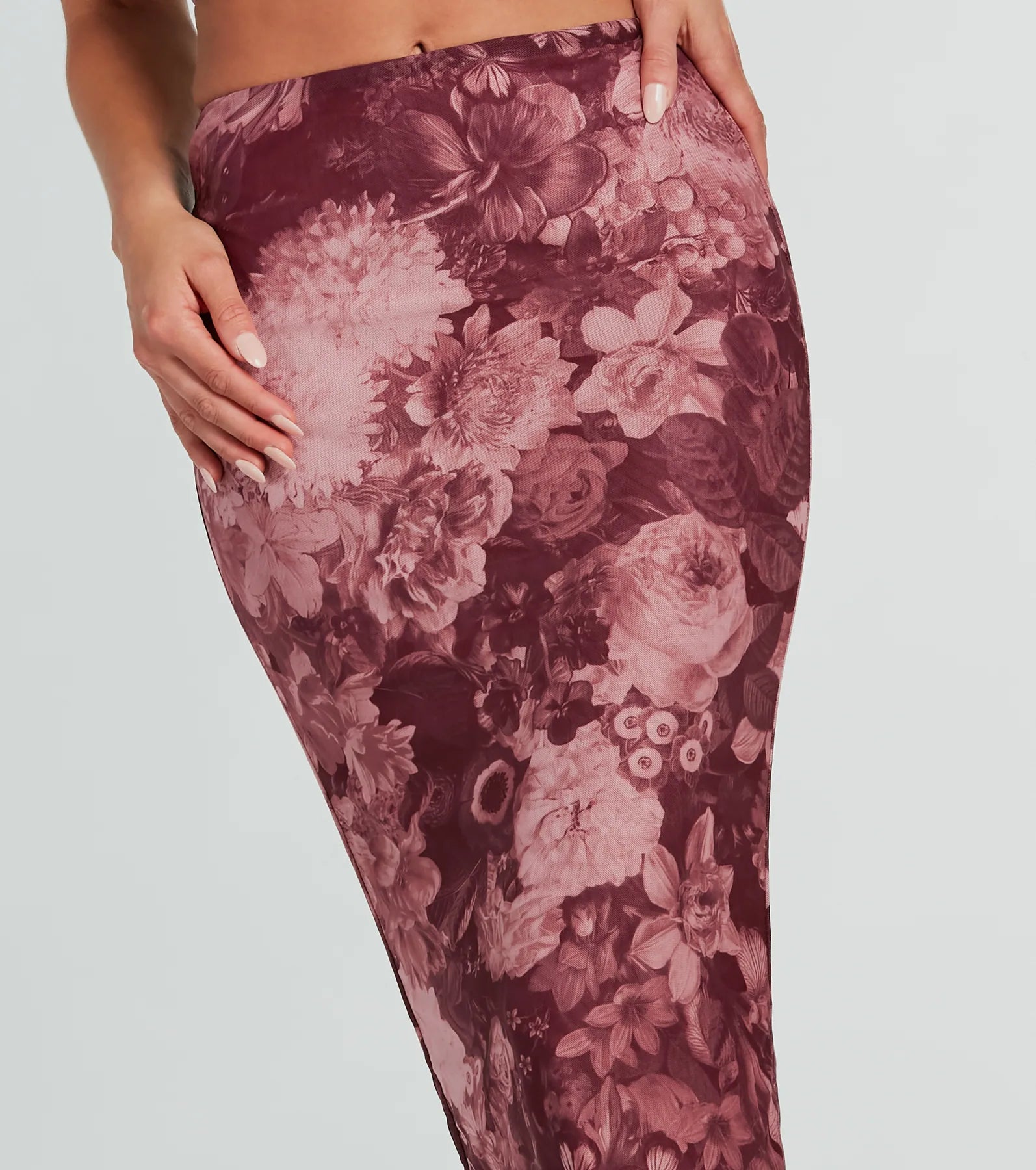 Stroll The Garden Mesh Floral Maxi Skirt