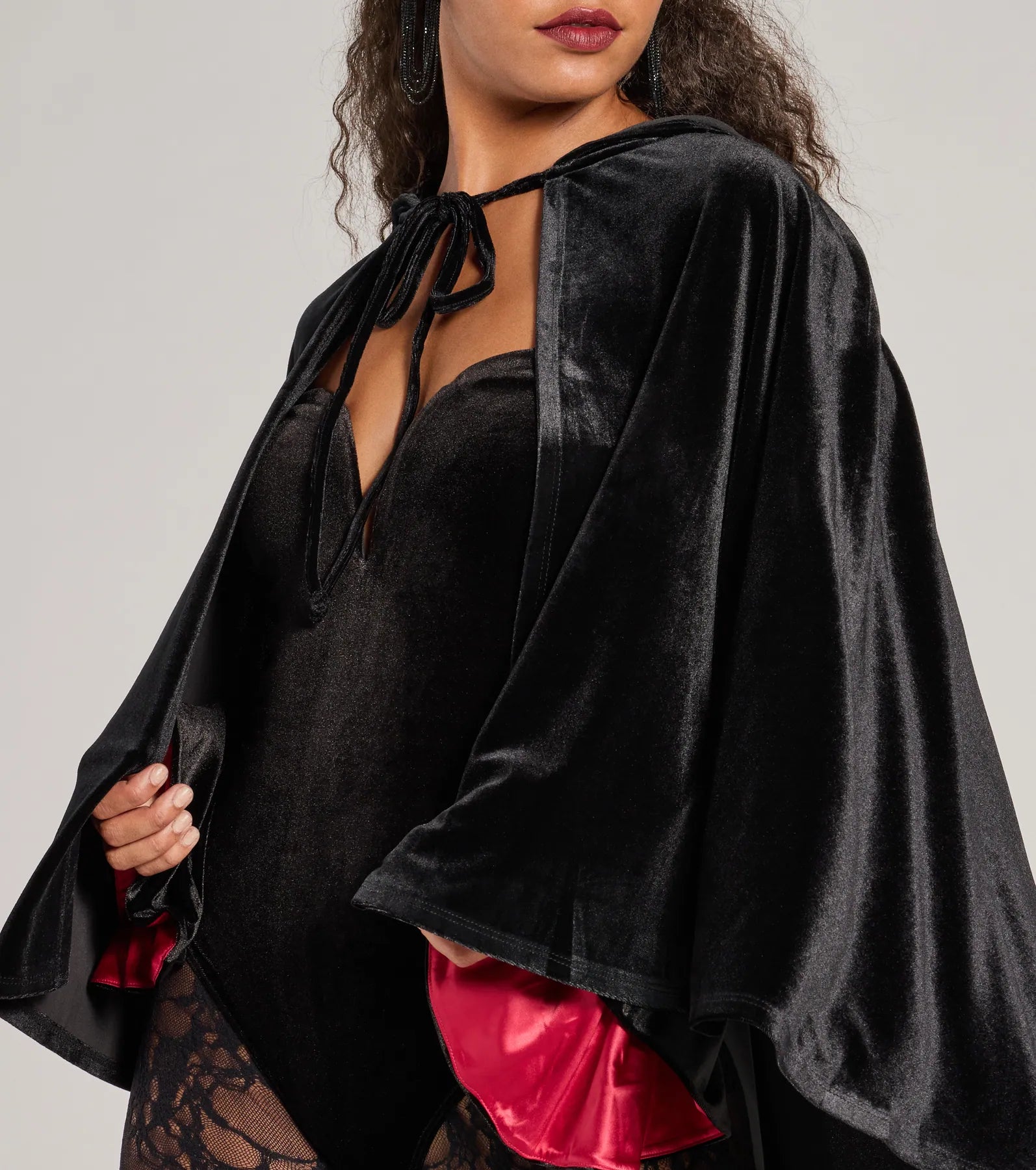 Spooky And Sultry Velvet Hooded Cape