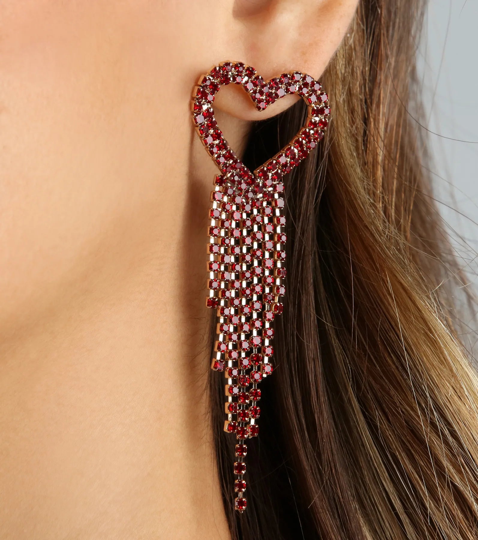 In Love With Glamour Heart Fringe Earrings