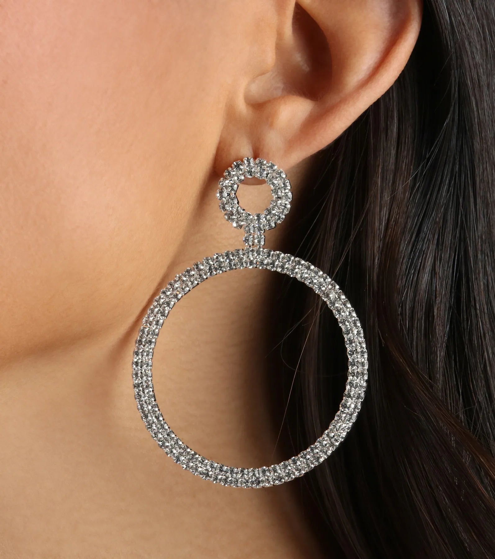 Treasured By Design Rhinestone Hoop Earrings