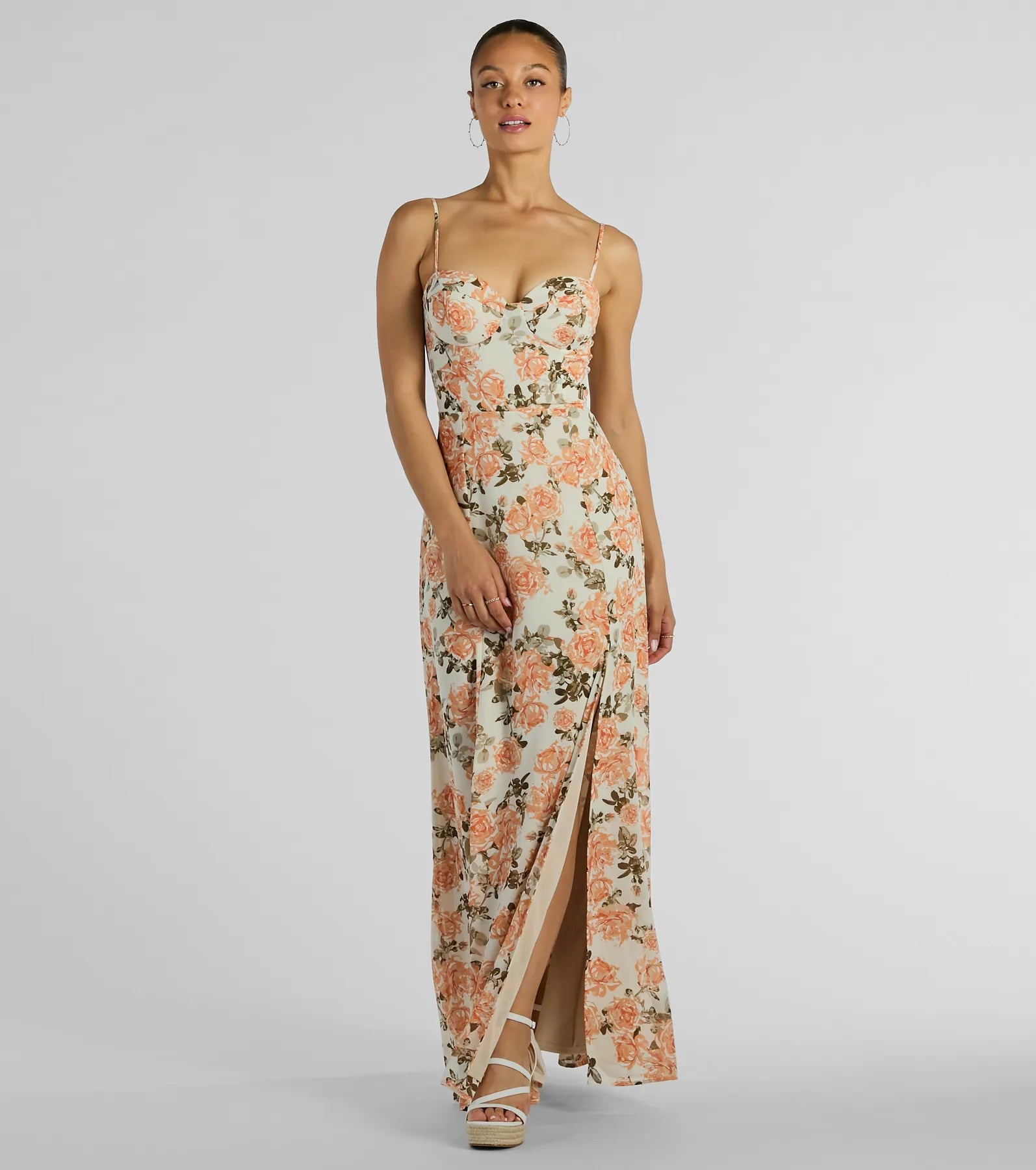 Gorgeous Arrival Rose Floral Chiffon Maxi Dress