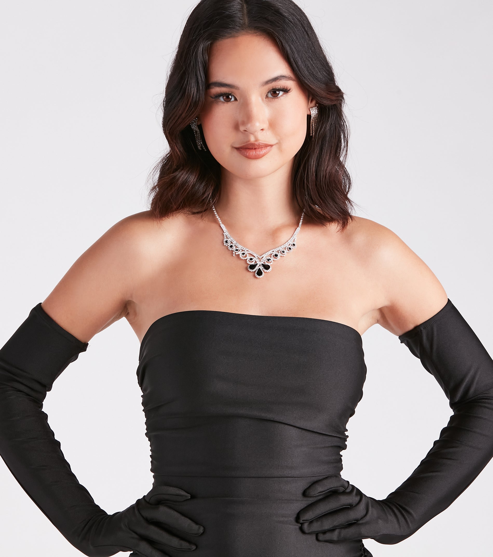 Arm Candy Strapless Mini Dress With Gloves