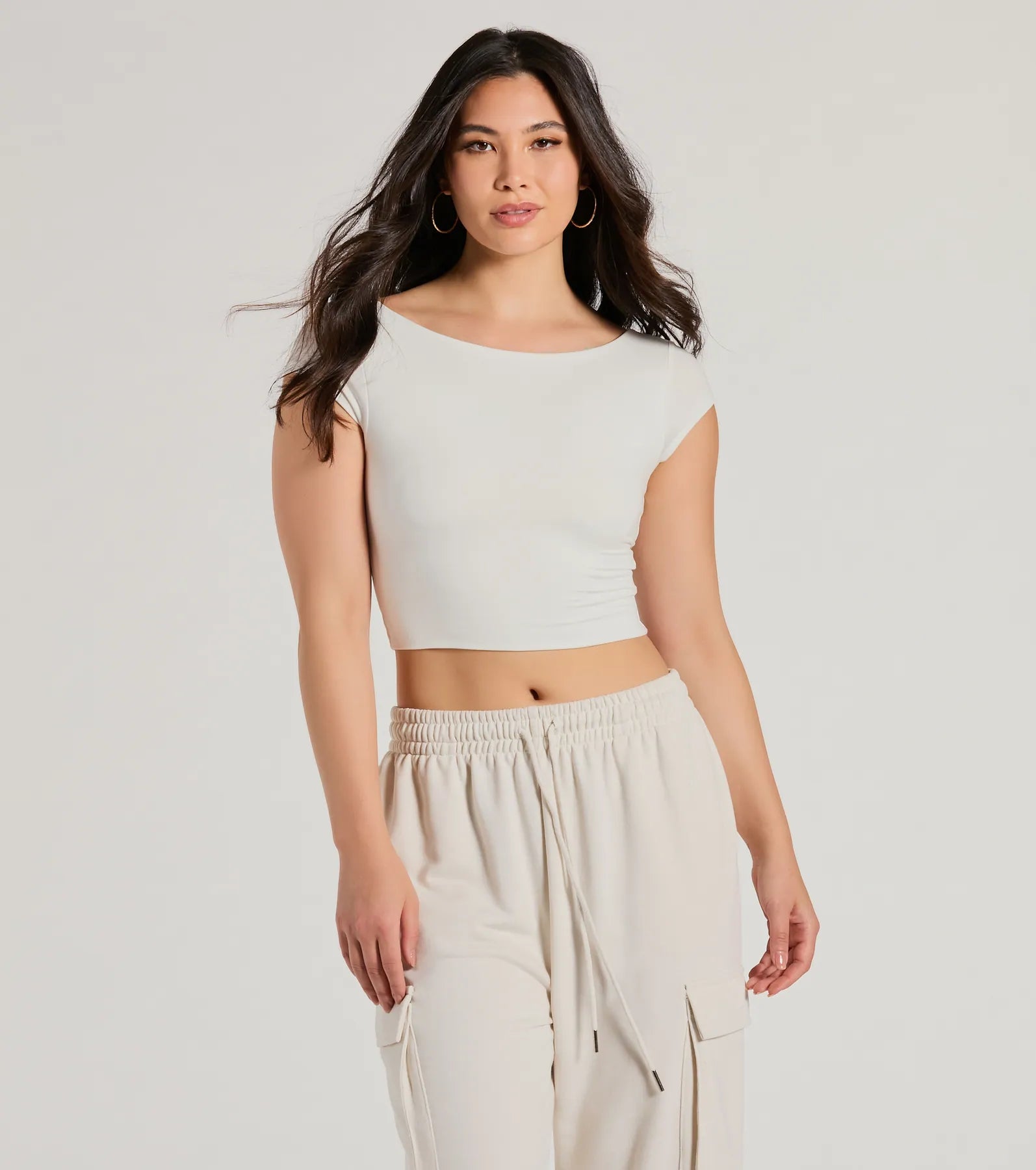 Back It Up Short Sleeve Strappy Crop Top