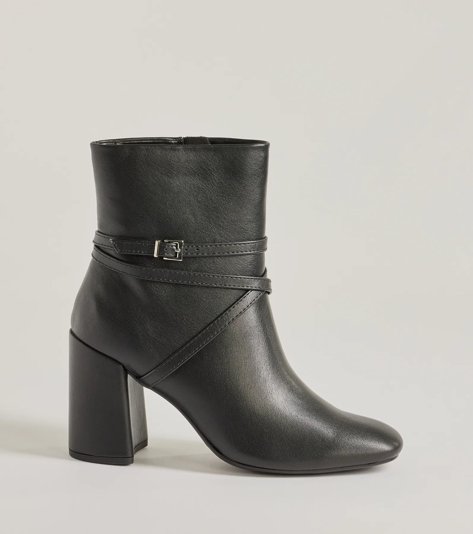 Stylish Stride Strappy Faux Leather Booties