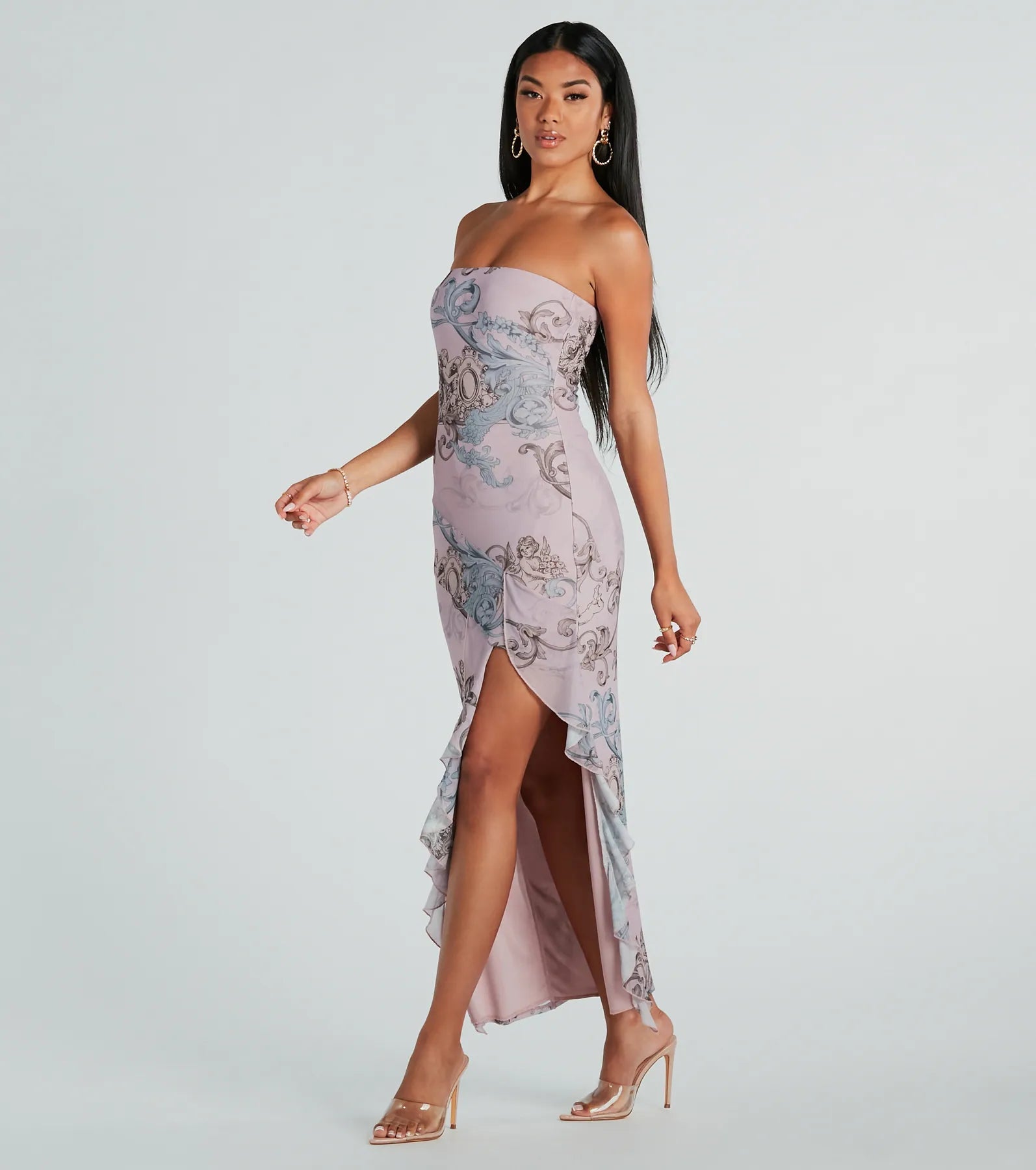 Effortlessly Ethereal Floral Mesh Maxi Dress