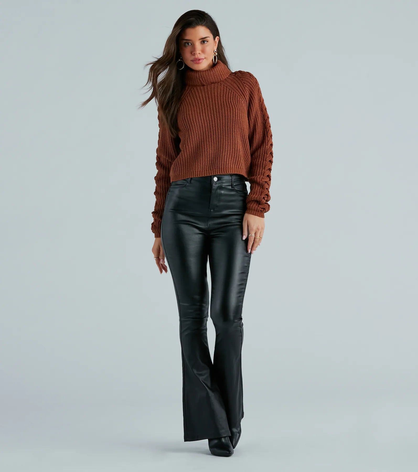 Fall Favorite Turtleneck Braided Sleeve Sweater