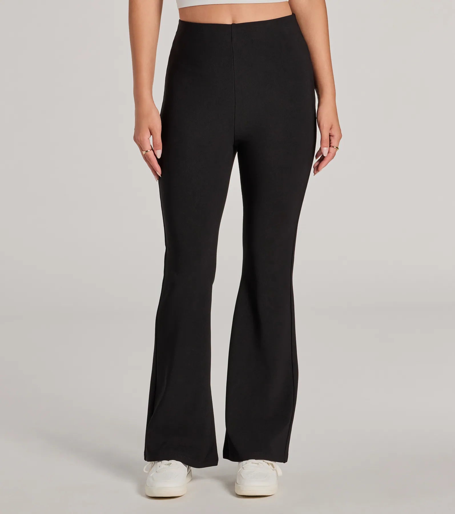 Laidback Look Ribbed Knit Flare Pants