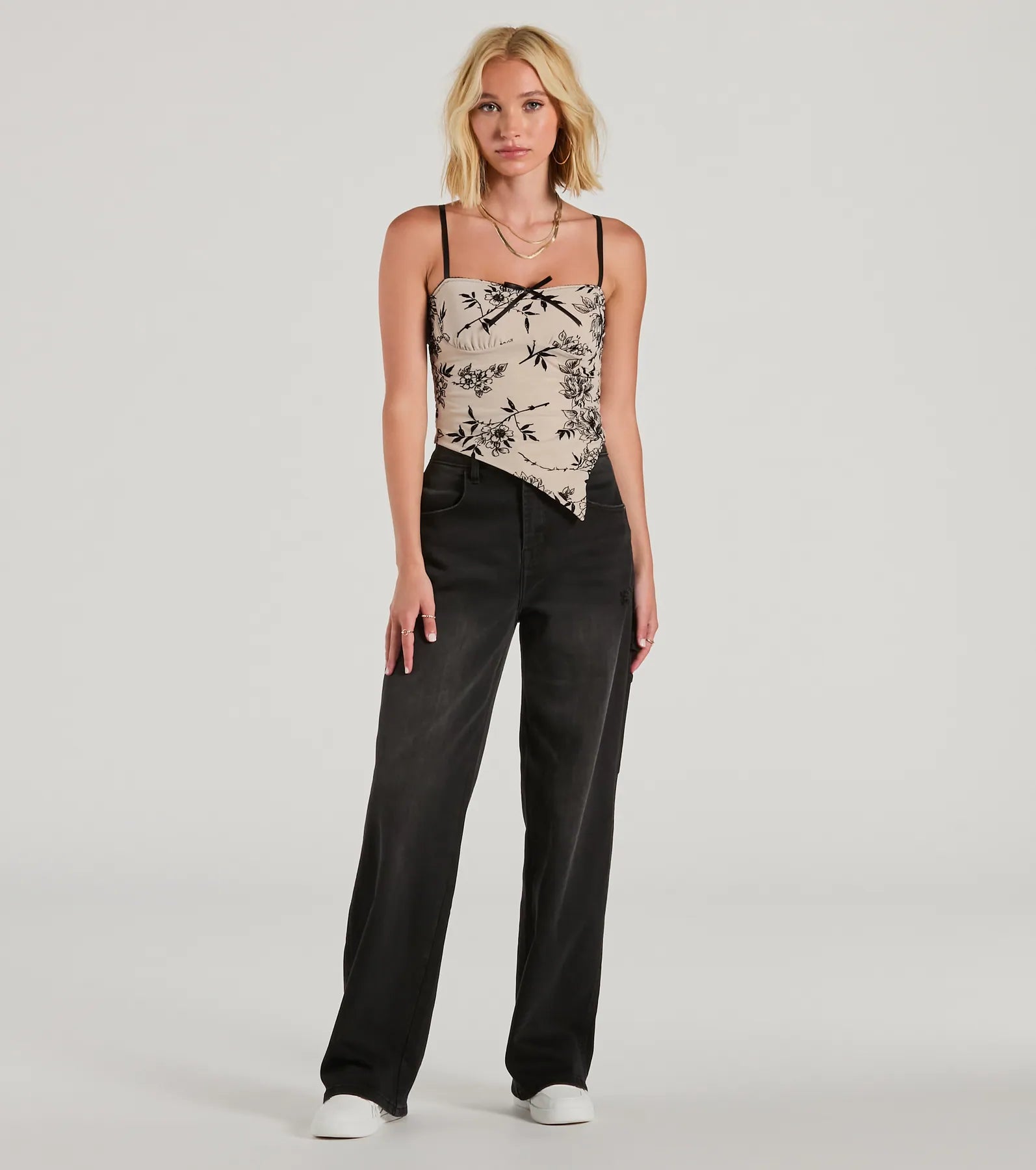 Bring The Romance Flocked Velvet Floral Crop Top