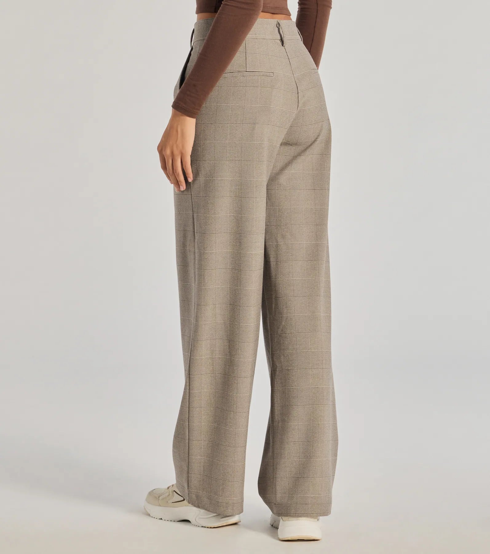 90s Trend Straight Leg Plaid Trouser Pants