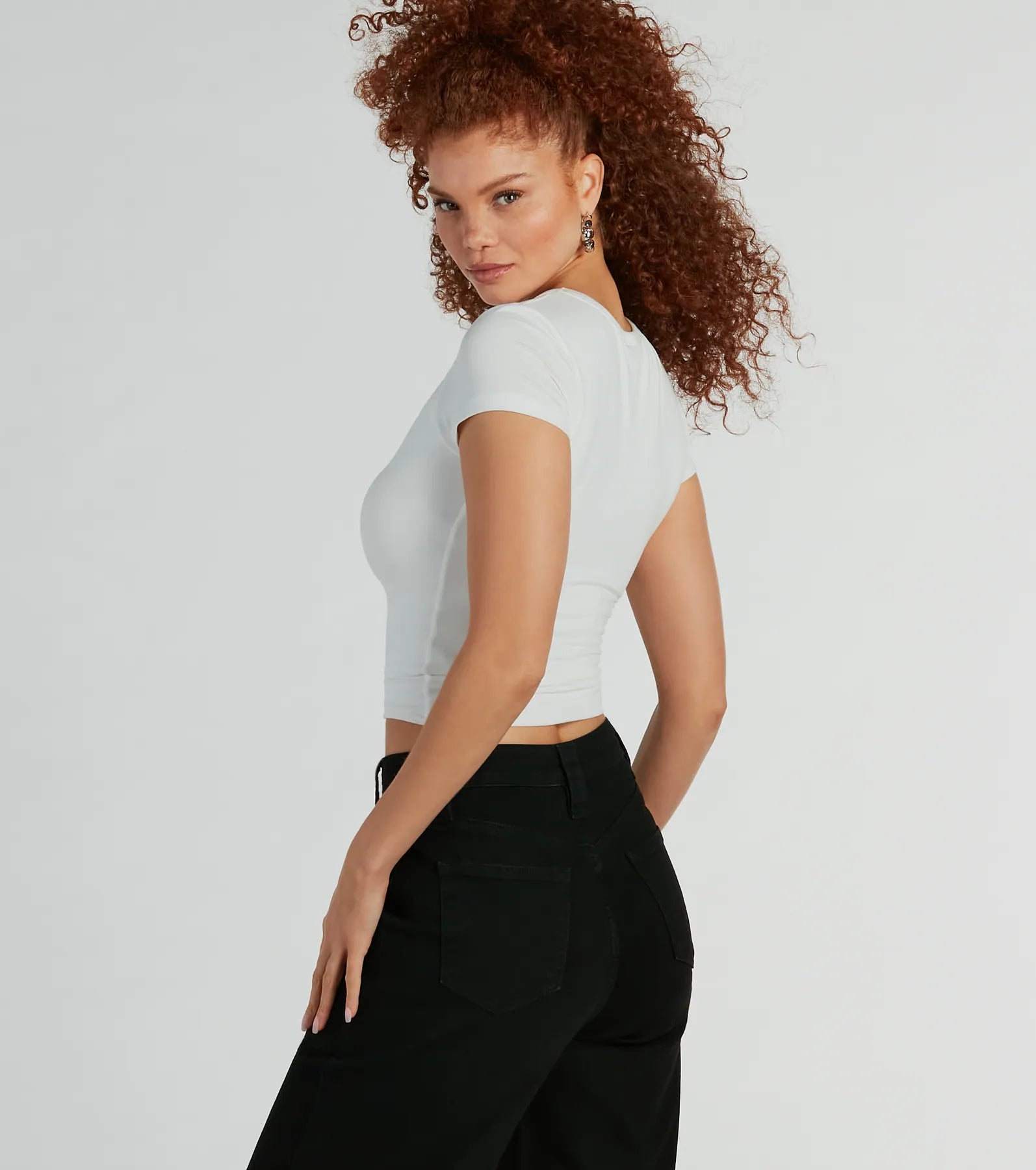 Playful Vibes Cutout Crew Neck Crop Top