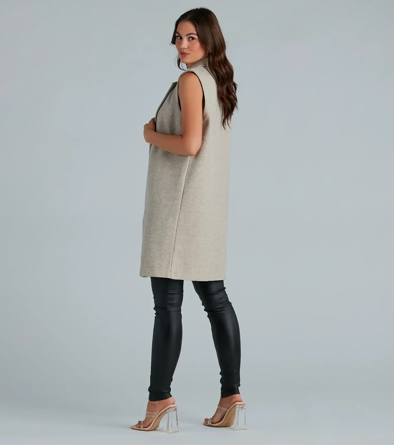 Invested To Style Faux Wool Long Vest