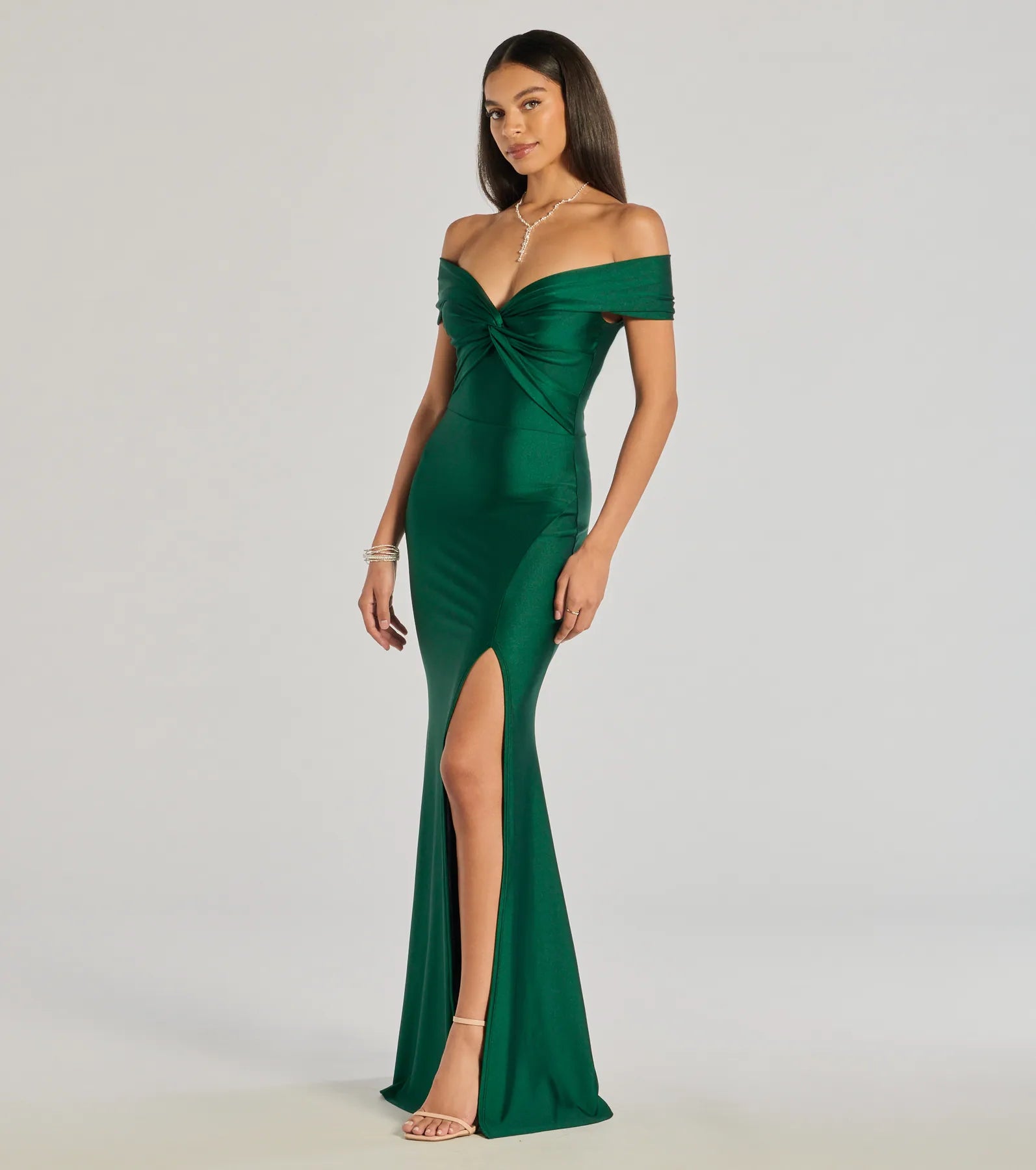 Steff Off-The-Shoulder Mermaid Slit Formal Dress