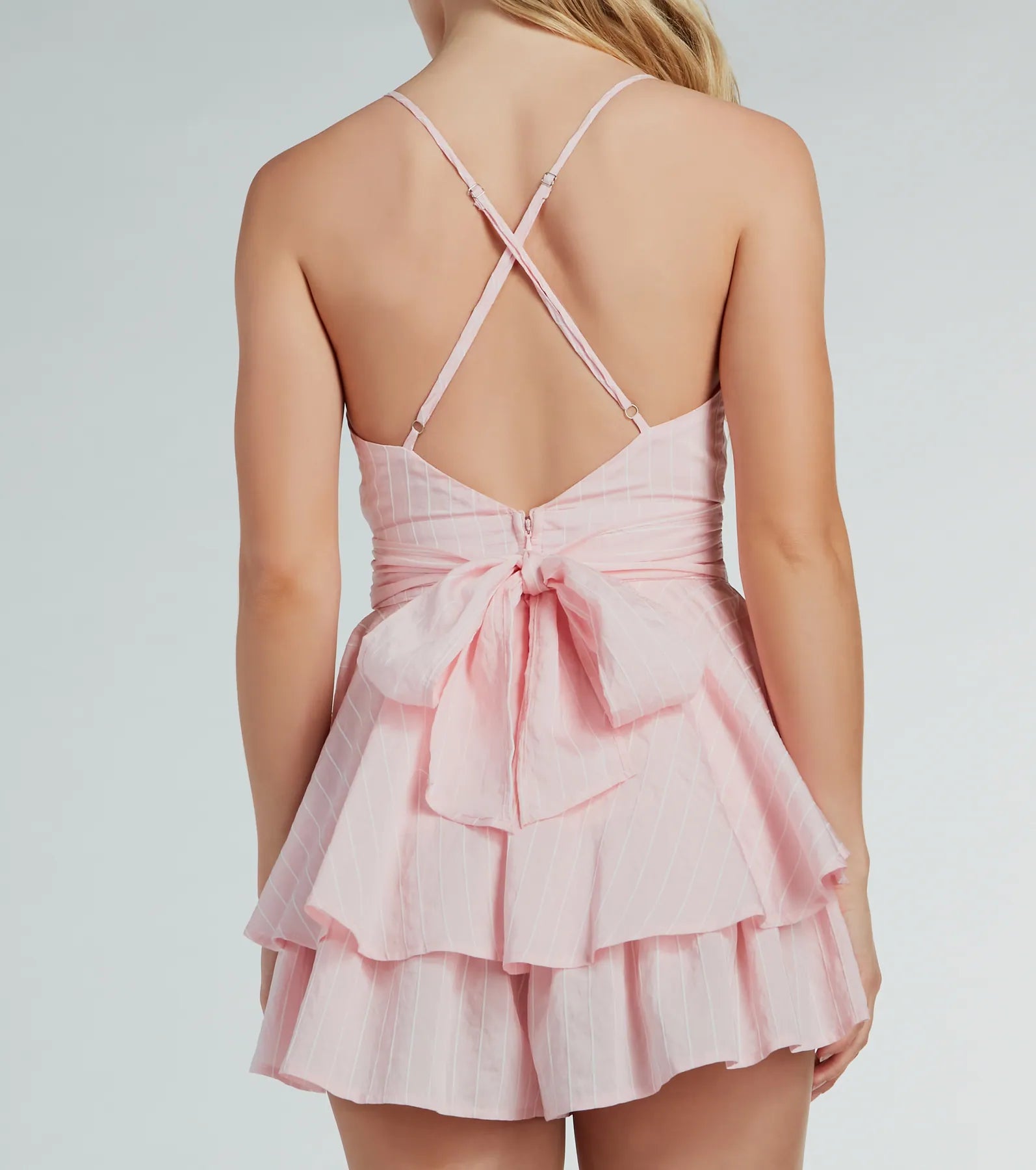 The Perfect Striped Bow Ruffled Romper