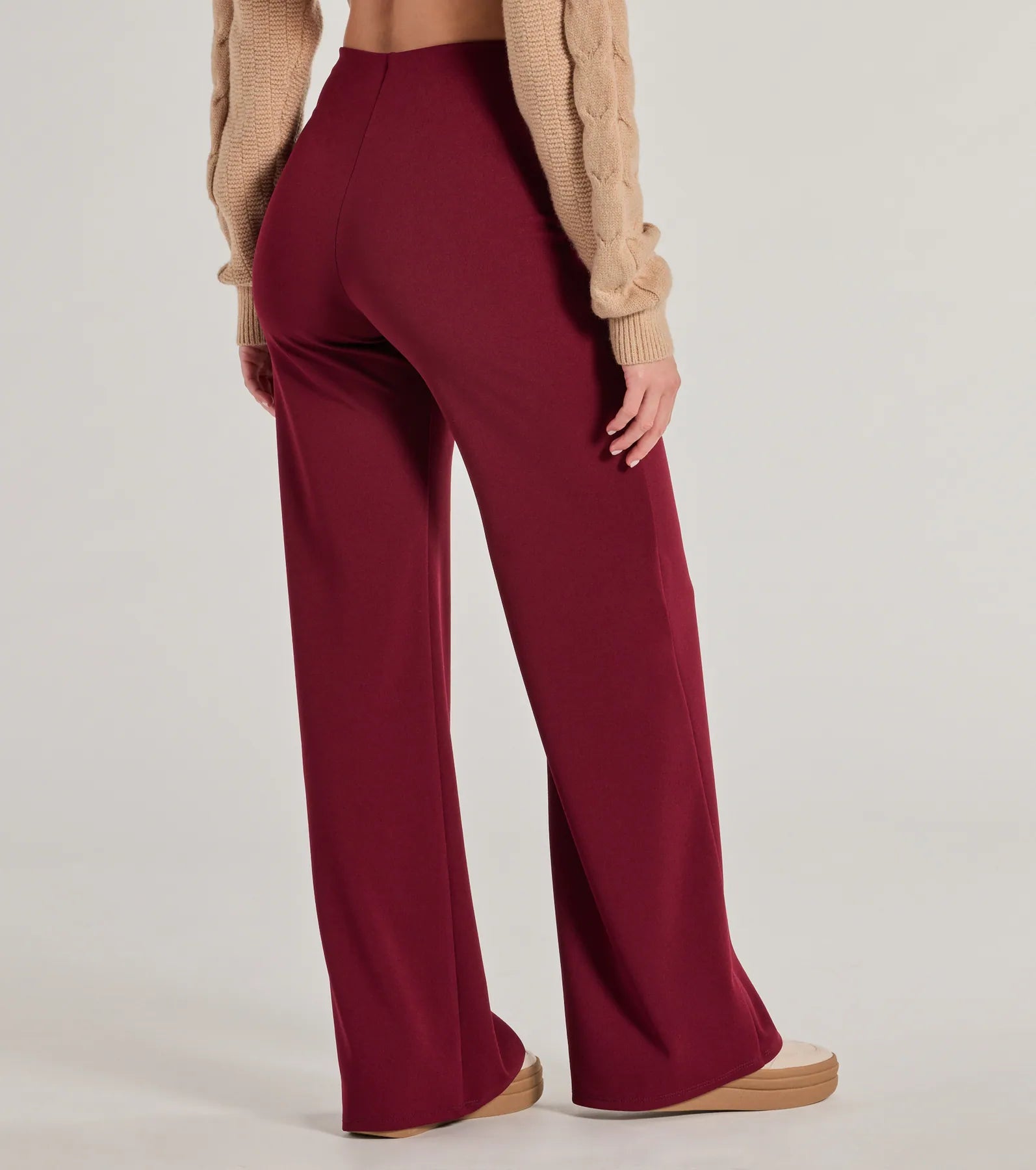 Stylish Impression High Rise Straight Leg Trouser Pants