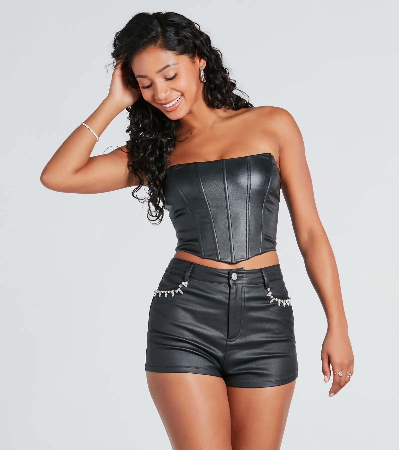 Popular Demand Faux Leather Corset Top