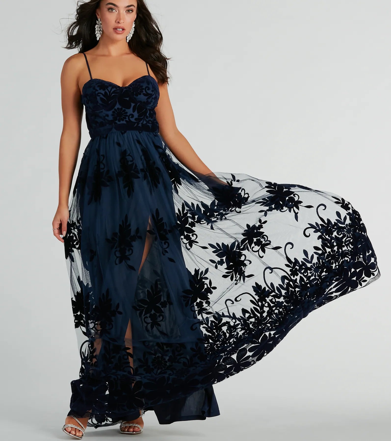 Thelma Sweetheart A-Line Velvet Tulle Dress