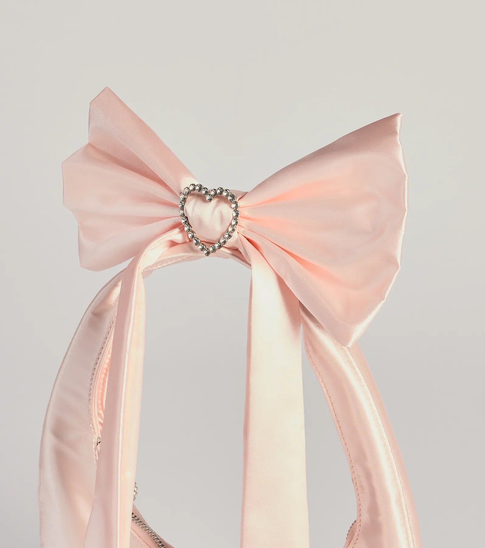 Luxe Rhinestone Bow Strap Satin Shoulder Bag