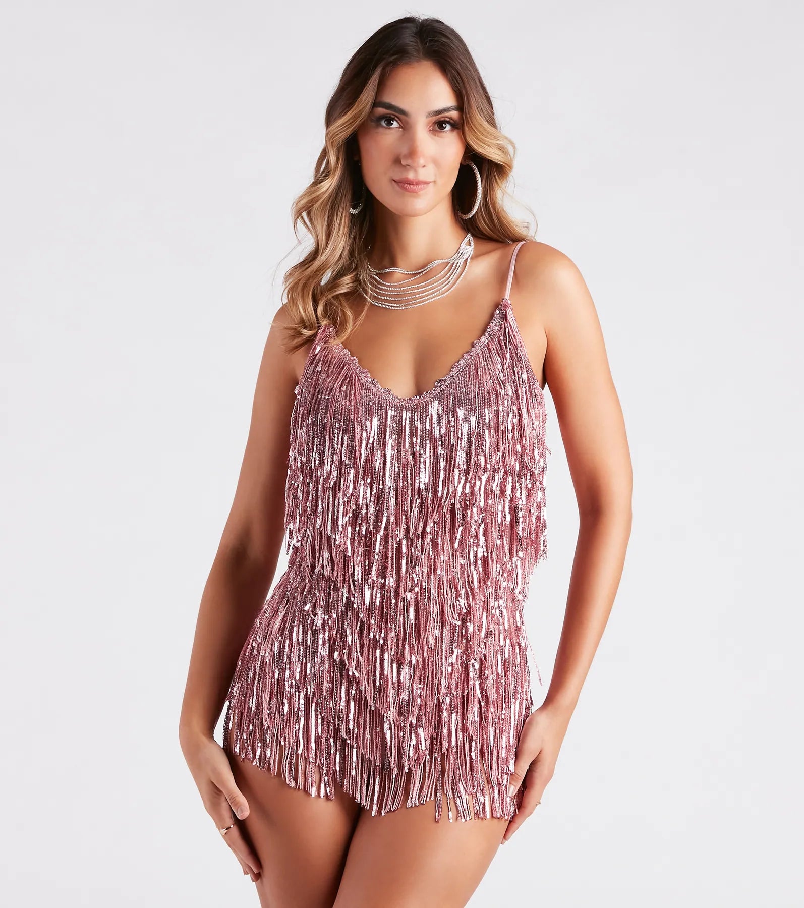 Spark Up The Glamour Sequin Fringe Romper