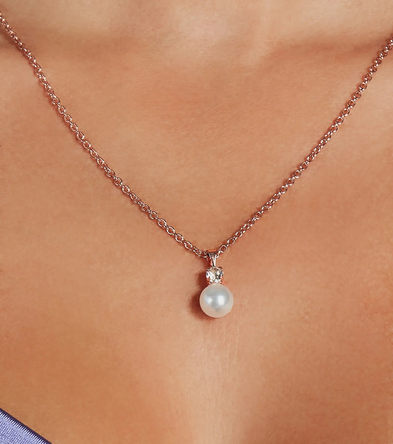 Luxe Glam Rhinestone And Pearl Charm Necklace