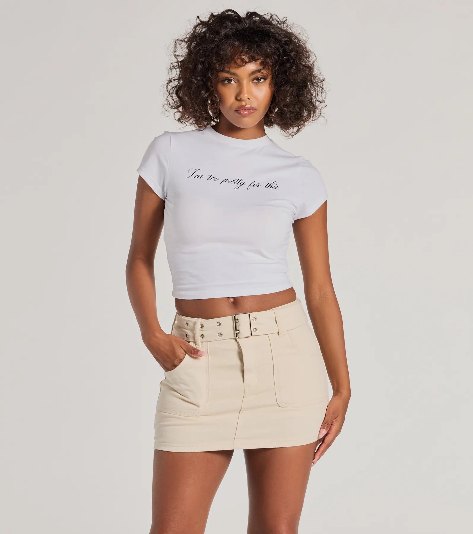 Casual Slay Mid Rise Belted Denim Skort