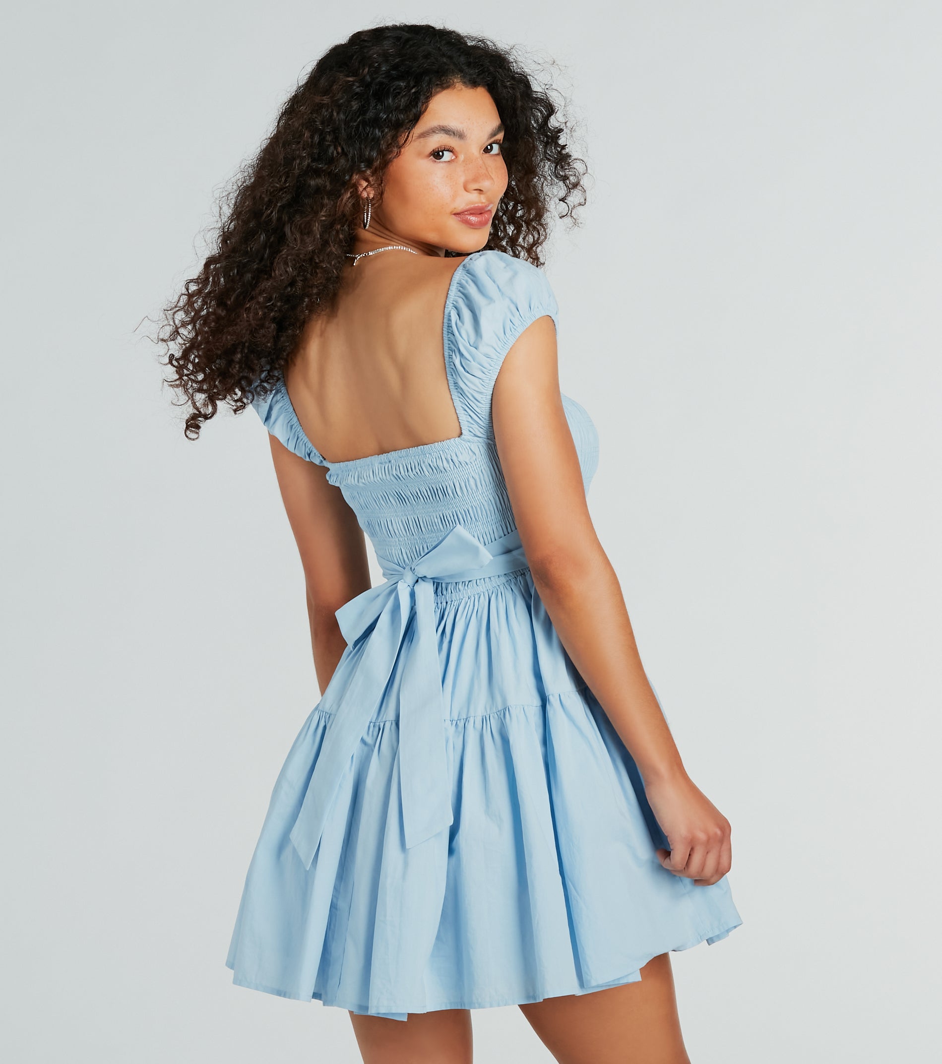 Sunny Days Square Neck Tie-Back Skater Short Dress