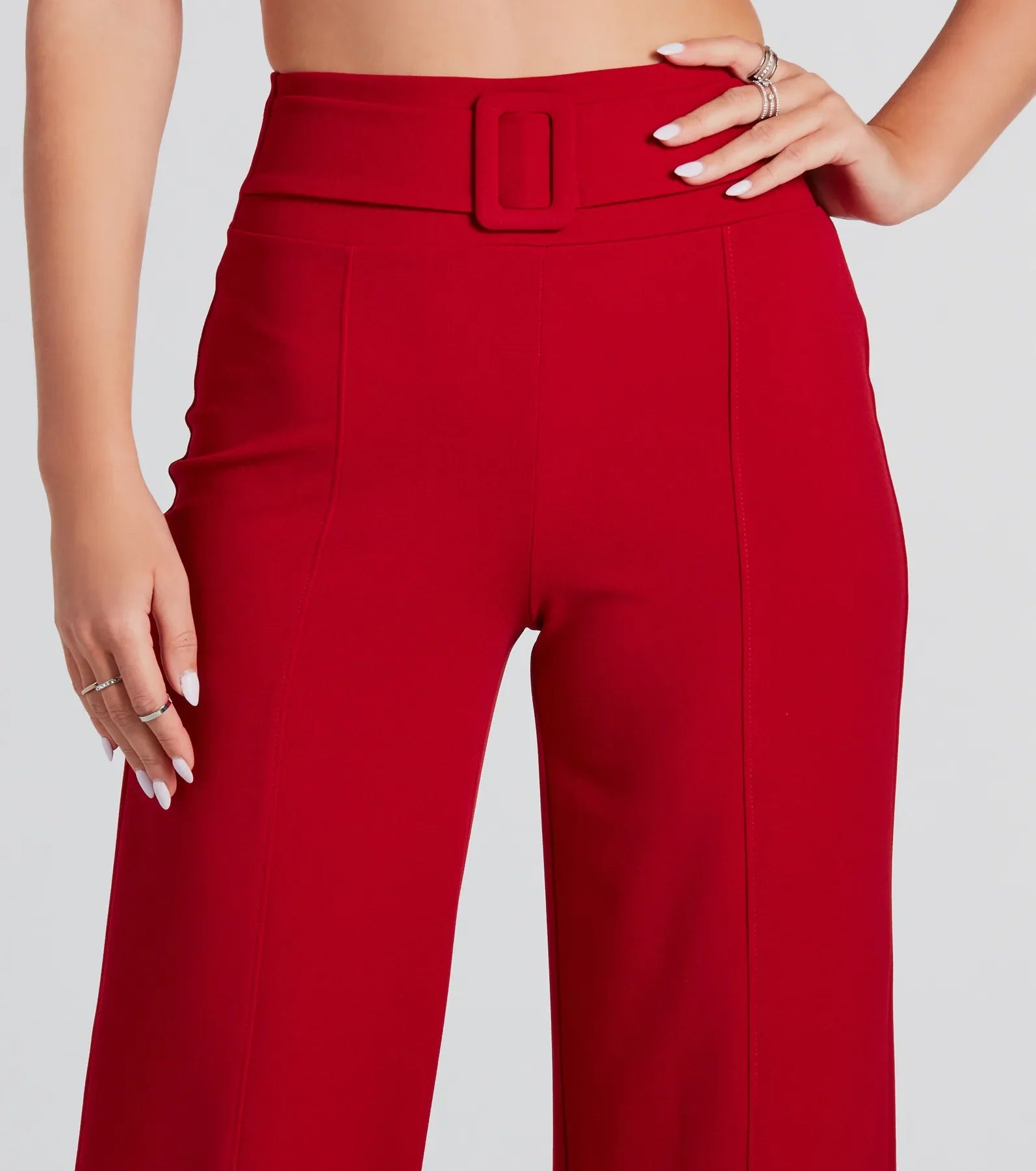 Perfect Look Belt-Detail Trouser Pants